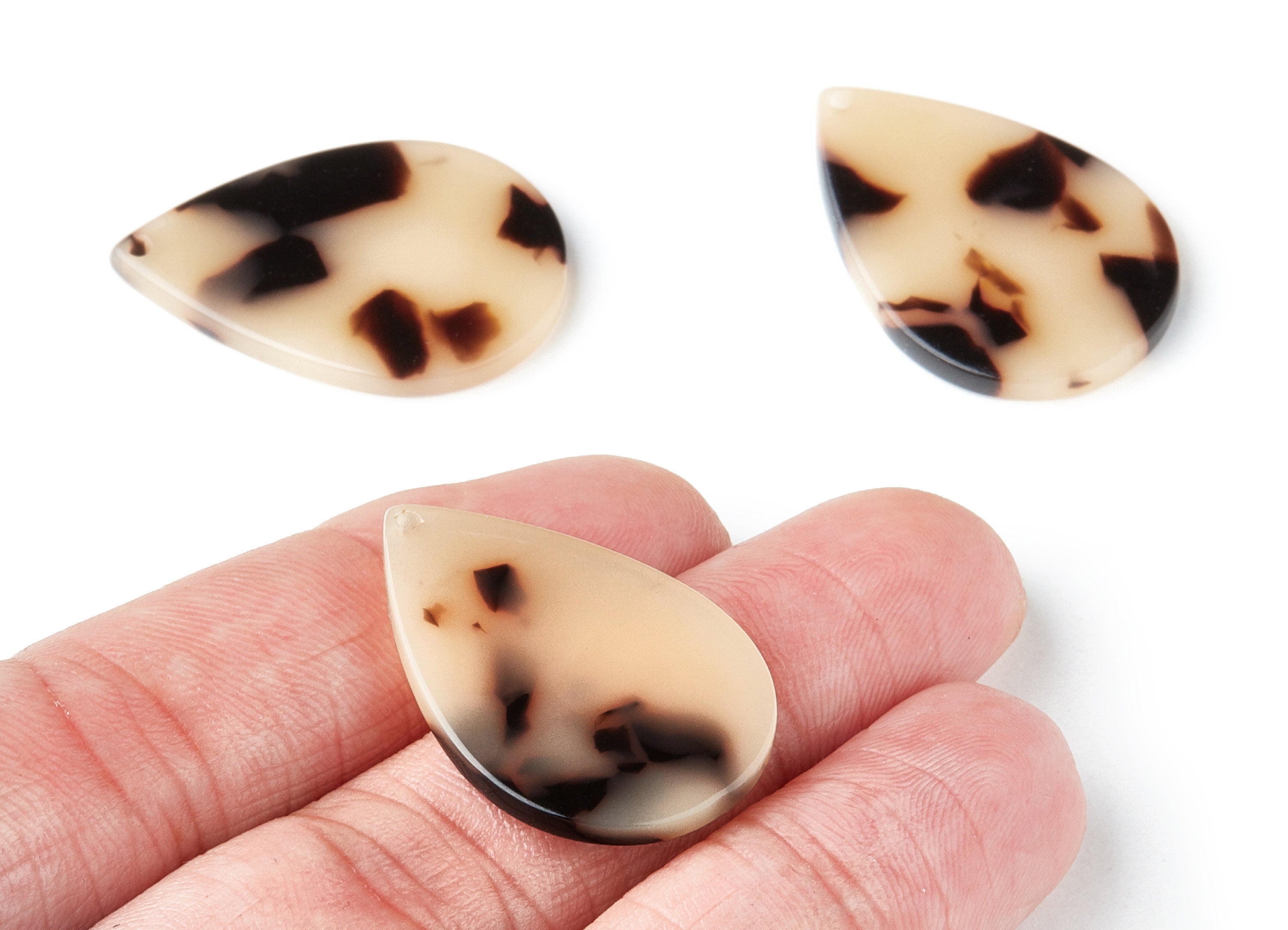 Acetate Drop Charms - Blonde Tortoise Shell Earrings - Drop Pendant - Color Code:A369 - 30.5x21x2.6mm - AC1127-A369 - DOMEDBAZAAR