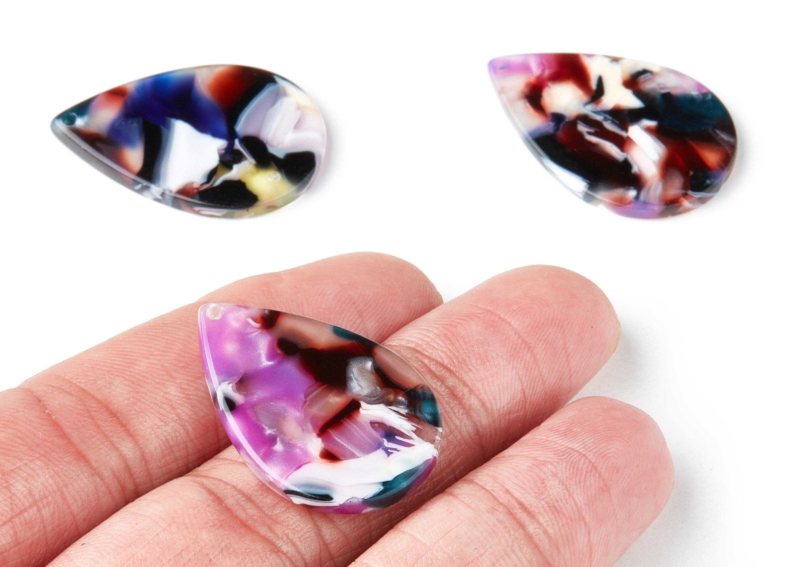 Acetate Drop Charms - Drop Pendant - Earring Findings - Jewelry Supplies - Color Code:A11 - 30.5x21x2.6mm - AC1127V - DOMEDBAZAAR