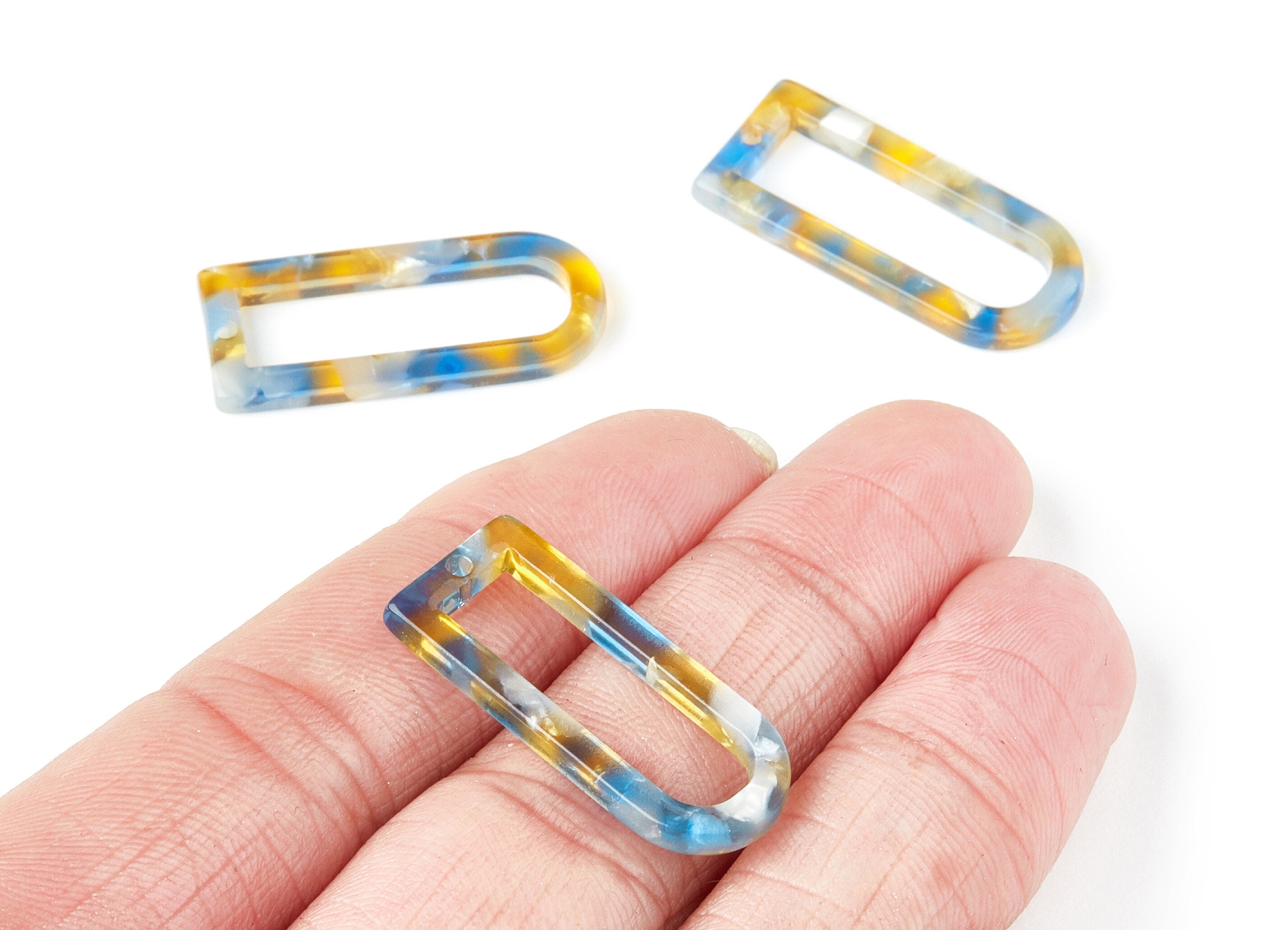 Acetate Acrylic Earring Charms - Tortoise Shell Earrings - D Shaped Pendant - Earring Finding - Color Code: A40 - 29.68x12.7x2.7mm - AC1364A - DOMEDBAZAAR