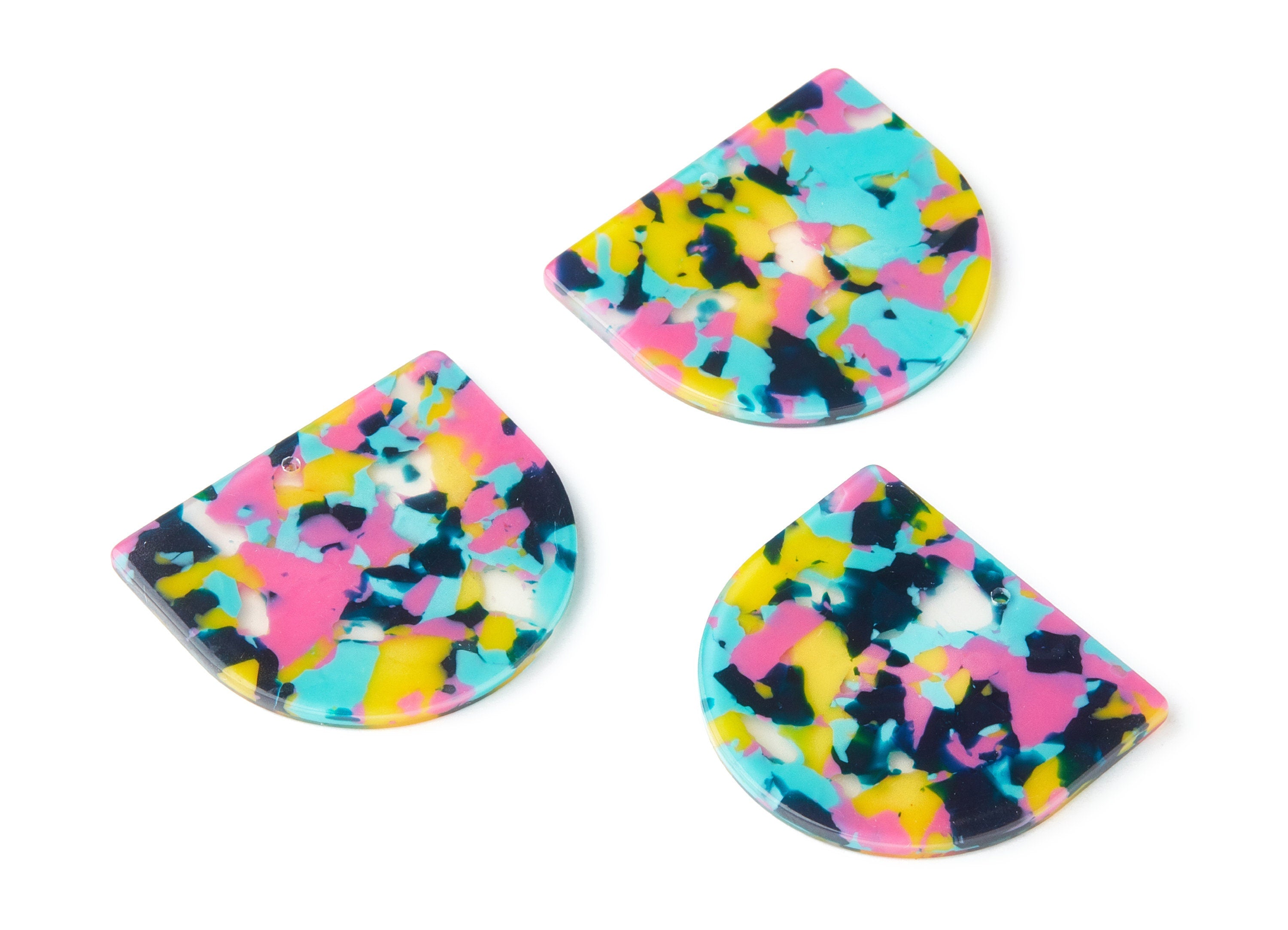 Acetate D Earring Charm - D Shaped Pendant - 1 Hole - Earring Findings - Jewelry Supplies - Color Code:A111 - 29.5x34.3x2.48mm - AC1094AE - DOMEDBAZAAR