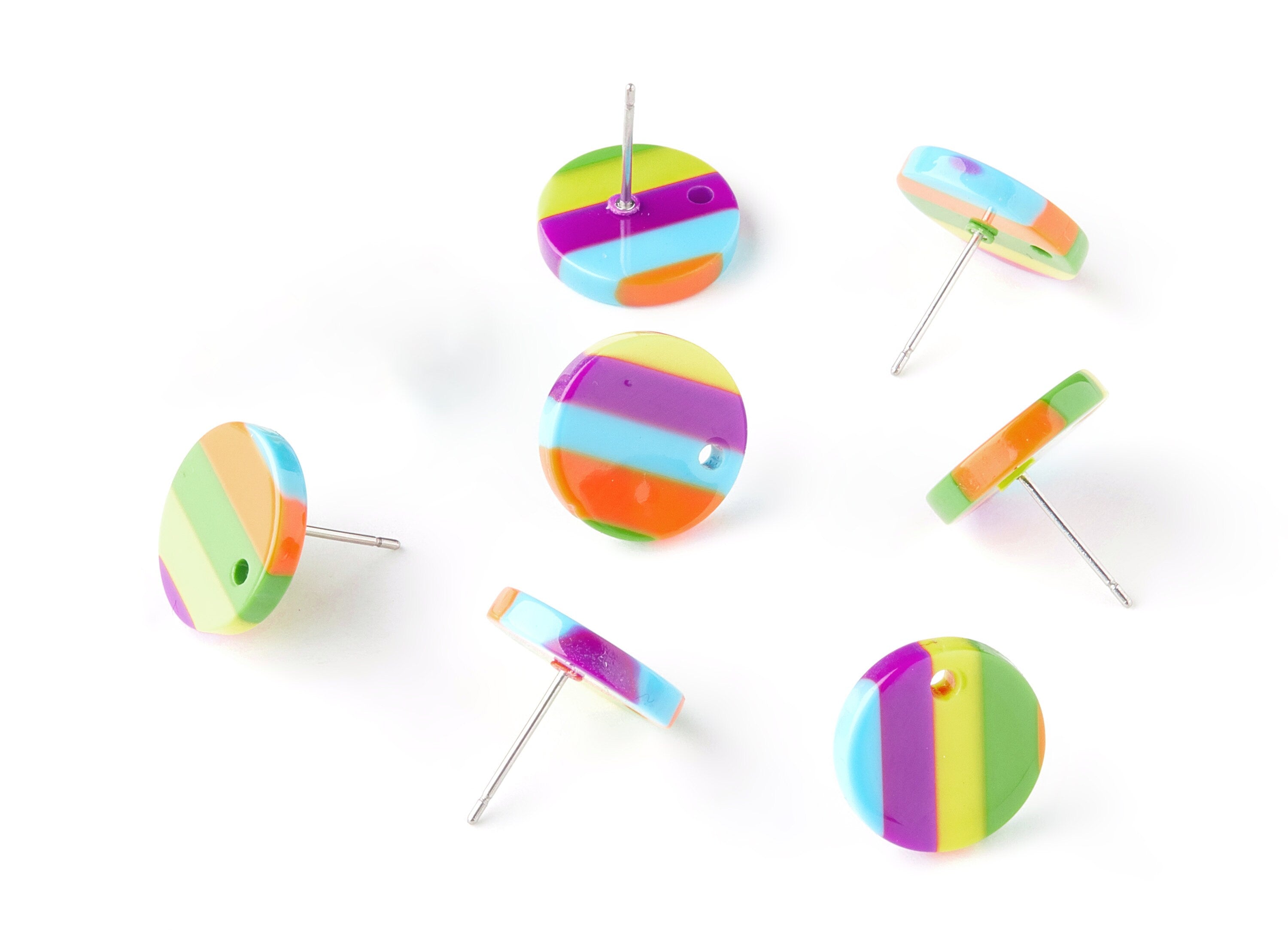 Acetate Round Earring Post - Acrylic Circle Earring Stud - Earring Post - Jewelry Supplies - Color Code: A113 - 13.5x13.5x2.65mm - AC1204G - DOMEDBAZAAR