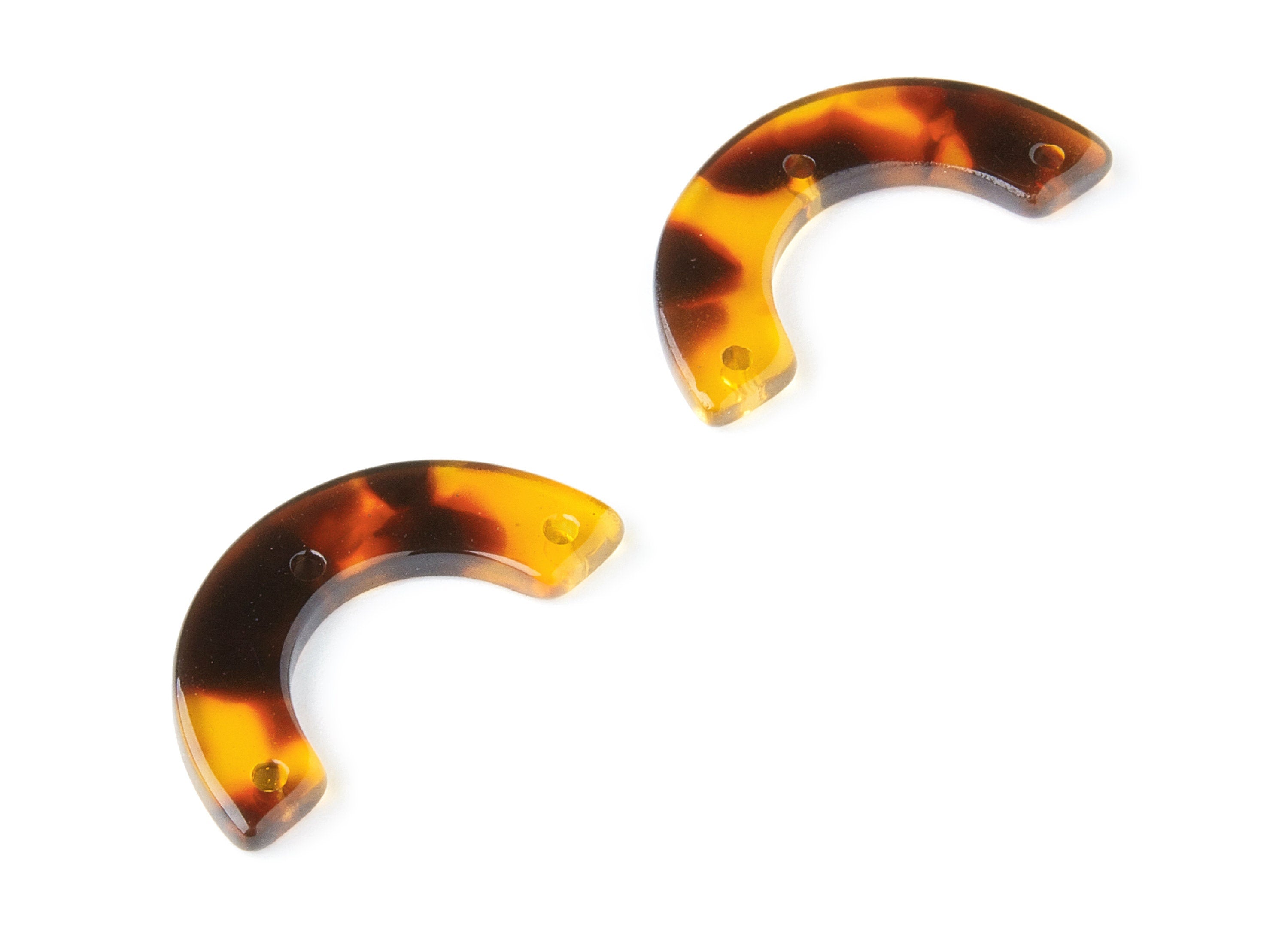 Acetate Acrylic Earring Charms - Tortoise Shell Earrings - U Shaped with 3 Holes - Color Code: A05 - 29.36x14.47x2.72mm - AC1355N - DOMEDBAZAAR