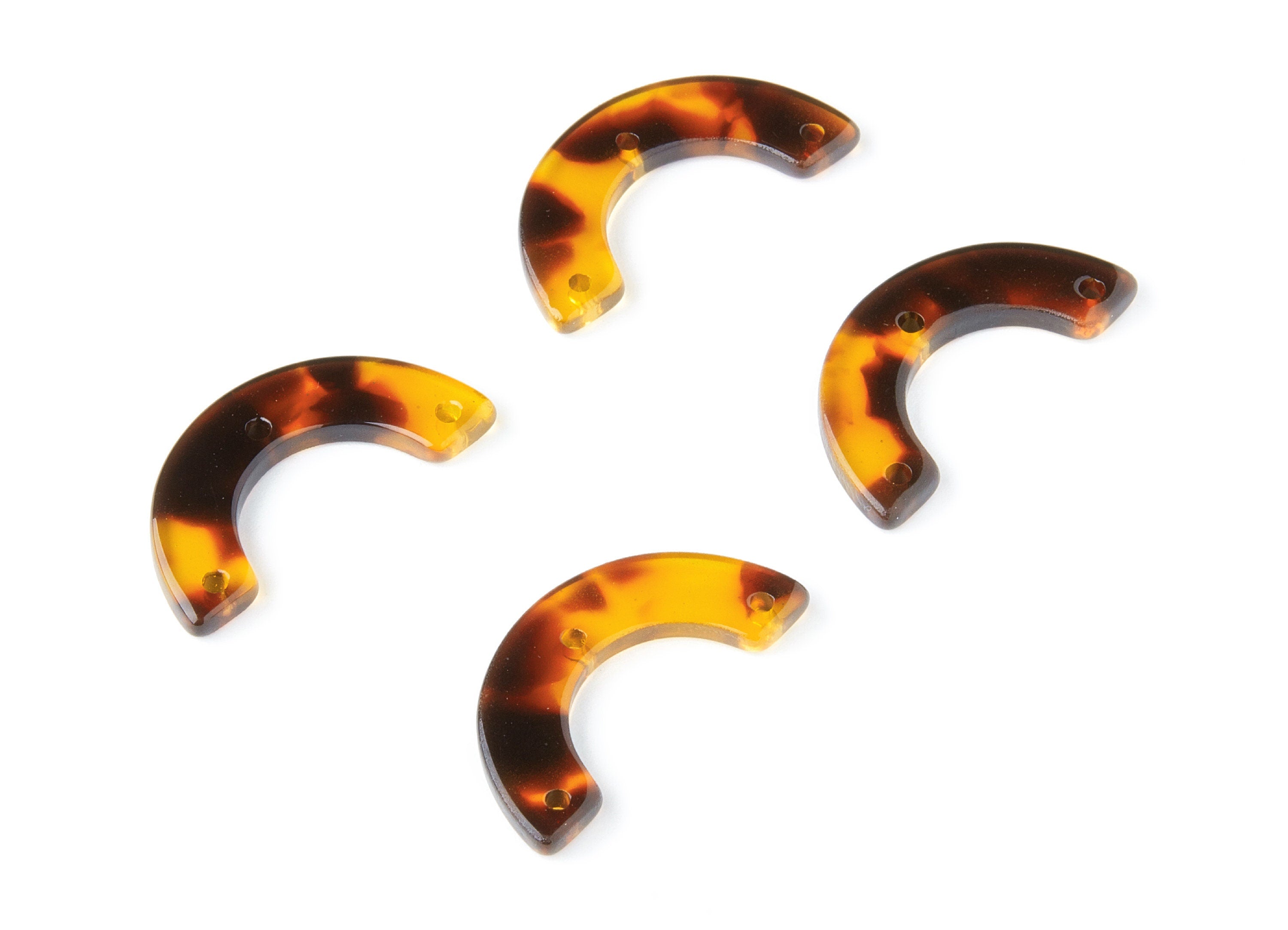 Acetate Acrylic Earring Charms - Tortoise Shell Earrings - U Shaped with 3 Holes - Color Code: A05 - 29.36x14.47x2.72mm - AC1355N - DOMEDBAZAAR