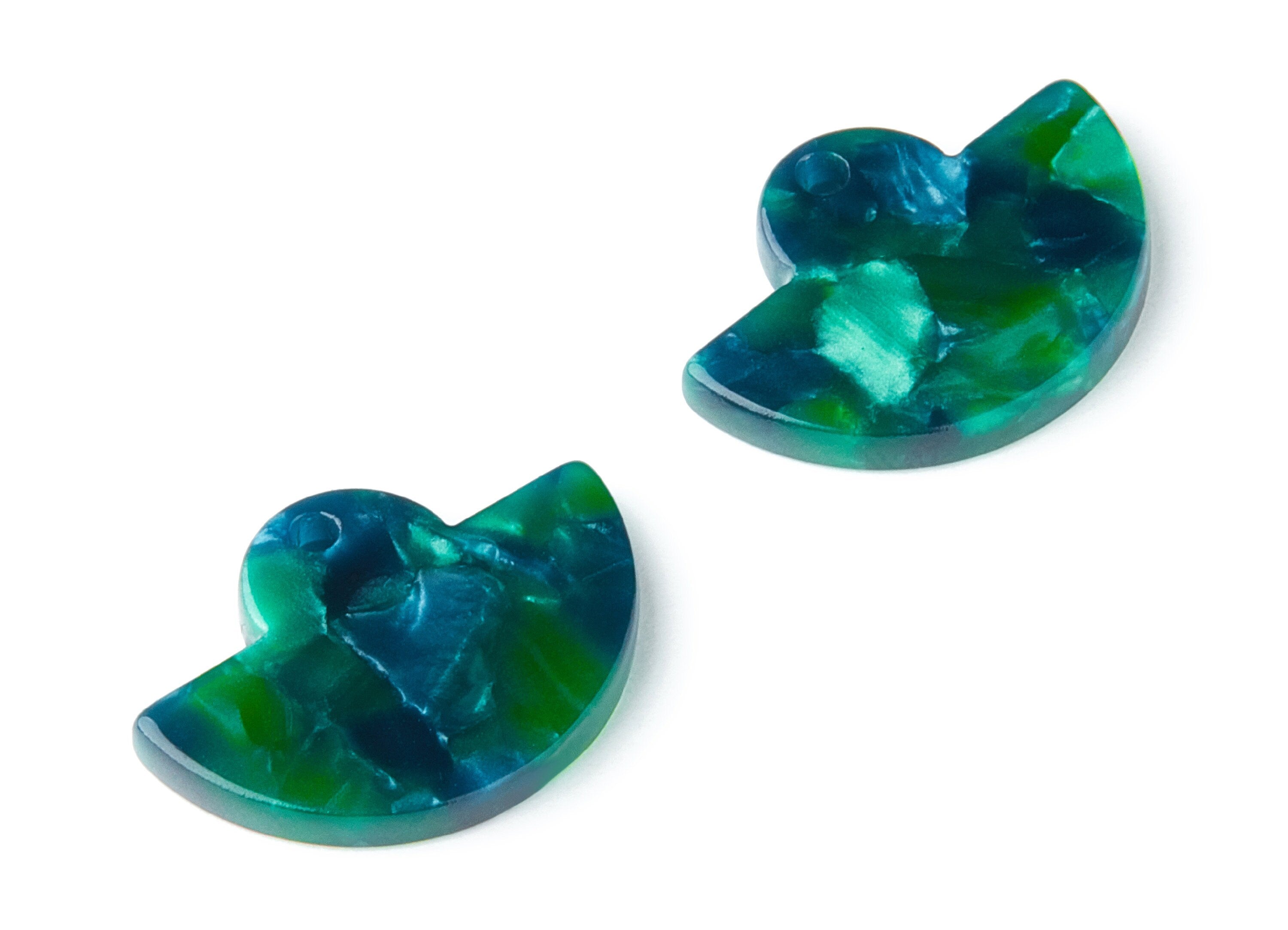 Acetate Fan Earring Charms - Fan Shaped Pendant - Earring Findings - Jewelry Supplies - Color Code:A13 - 23.64x17.3x2.83mm - AC1376B - DOMEDBAZAAR