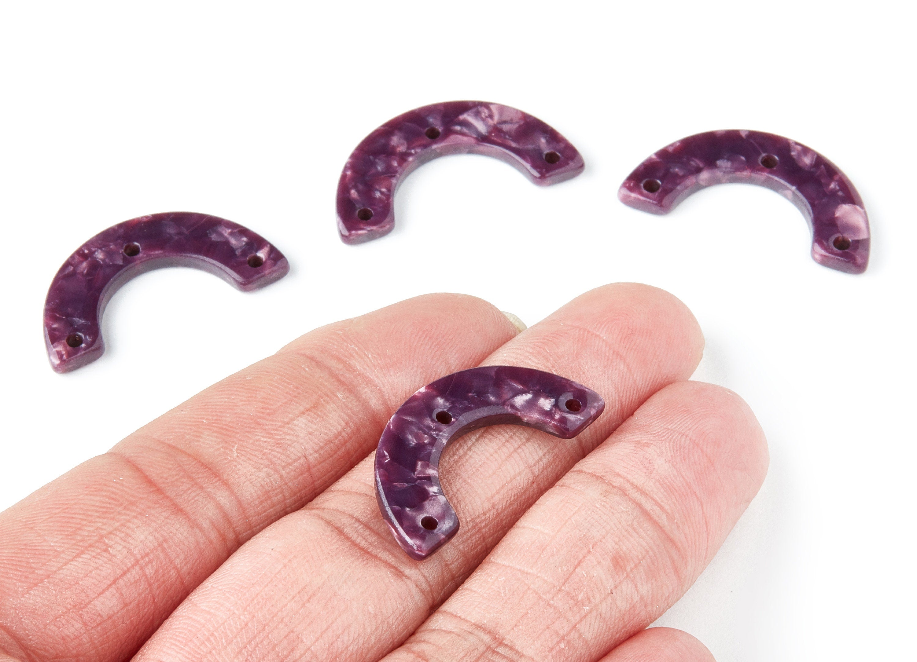 Acetate U Earring Charms - U Pendant With 3 Holes - Earring Findings - Jewelry Supplies - Color Code: A41 - 29.36x14.47x2.72mm - AC1355T - DOMEDBAZAAR