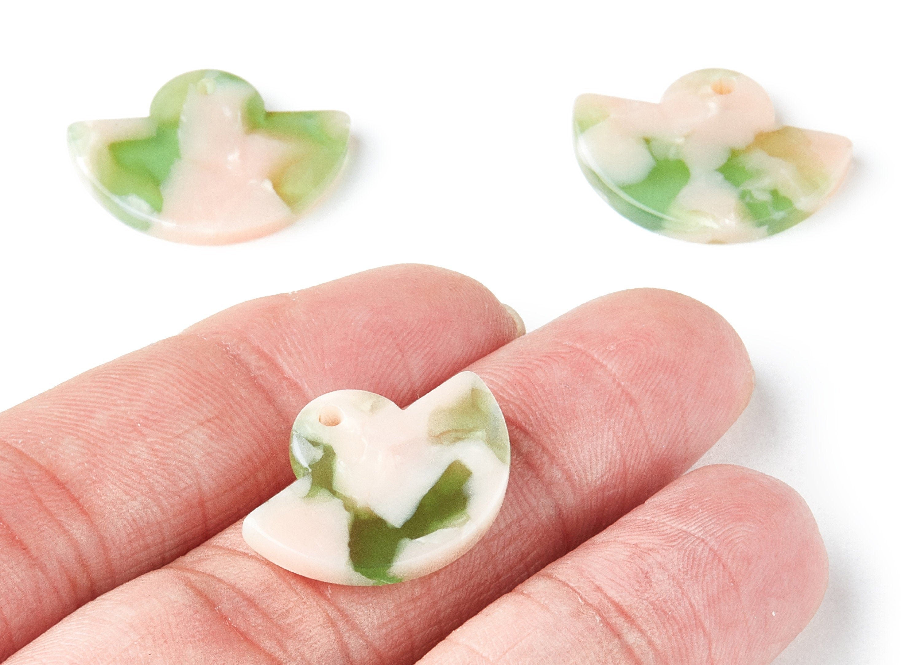 Acetate Fan Earring Charm - Fan Shaped Pendant - Earring Findings - Jewelry Supplies - Color Code:A38 - 23.64x17.3x2.83mm - AC1376M - DOMEDBAZAAR