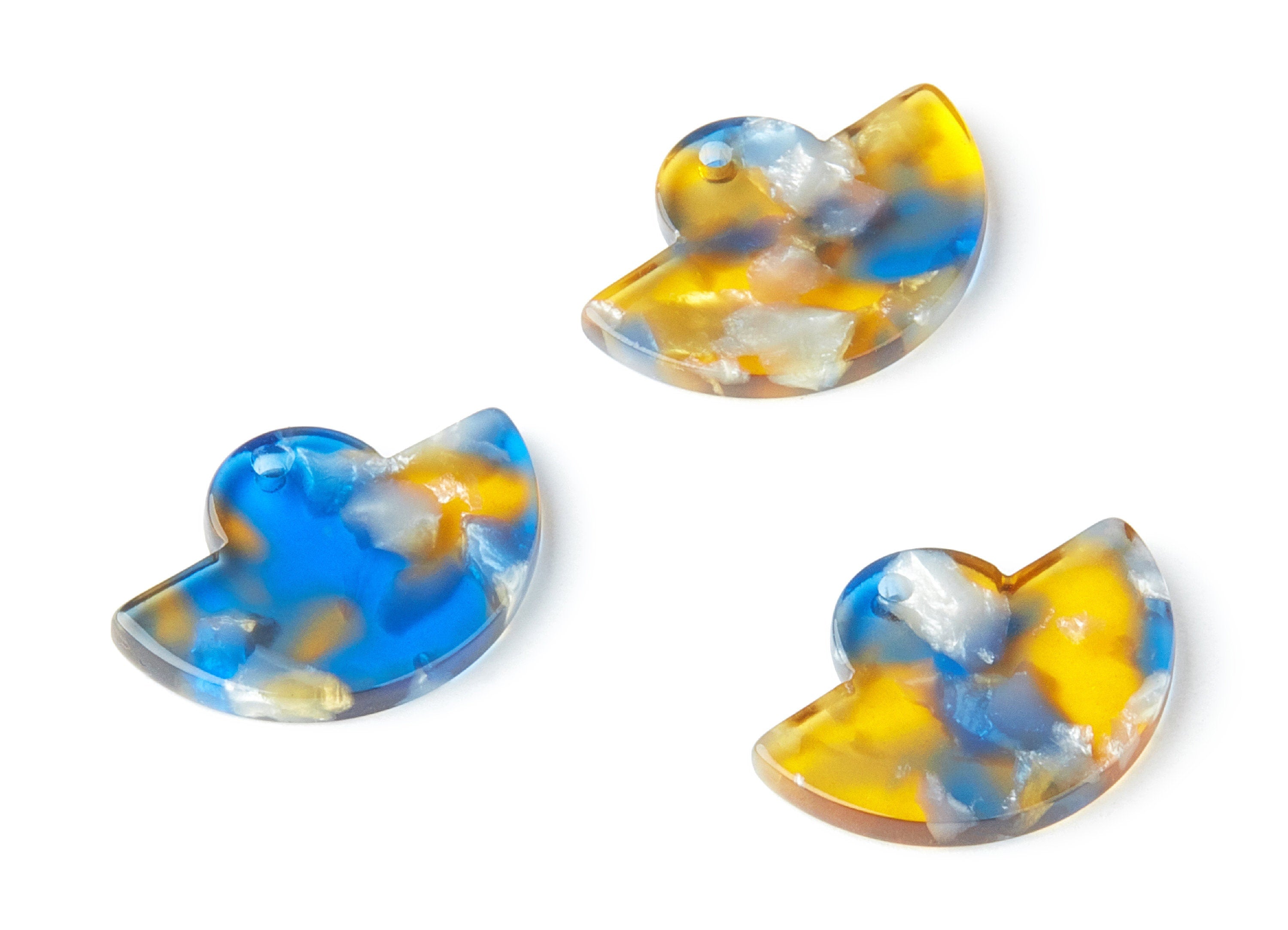 Acetate Fan Earring Charms - Fan Shaped Pendant - Earring Findings - Jewelry Supplies - Color Code:A40 - 23.64x17.3x2.83mm - AC1376Y - DOMEDBAZAAR