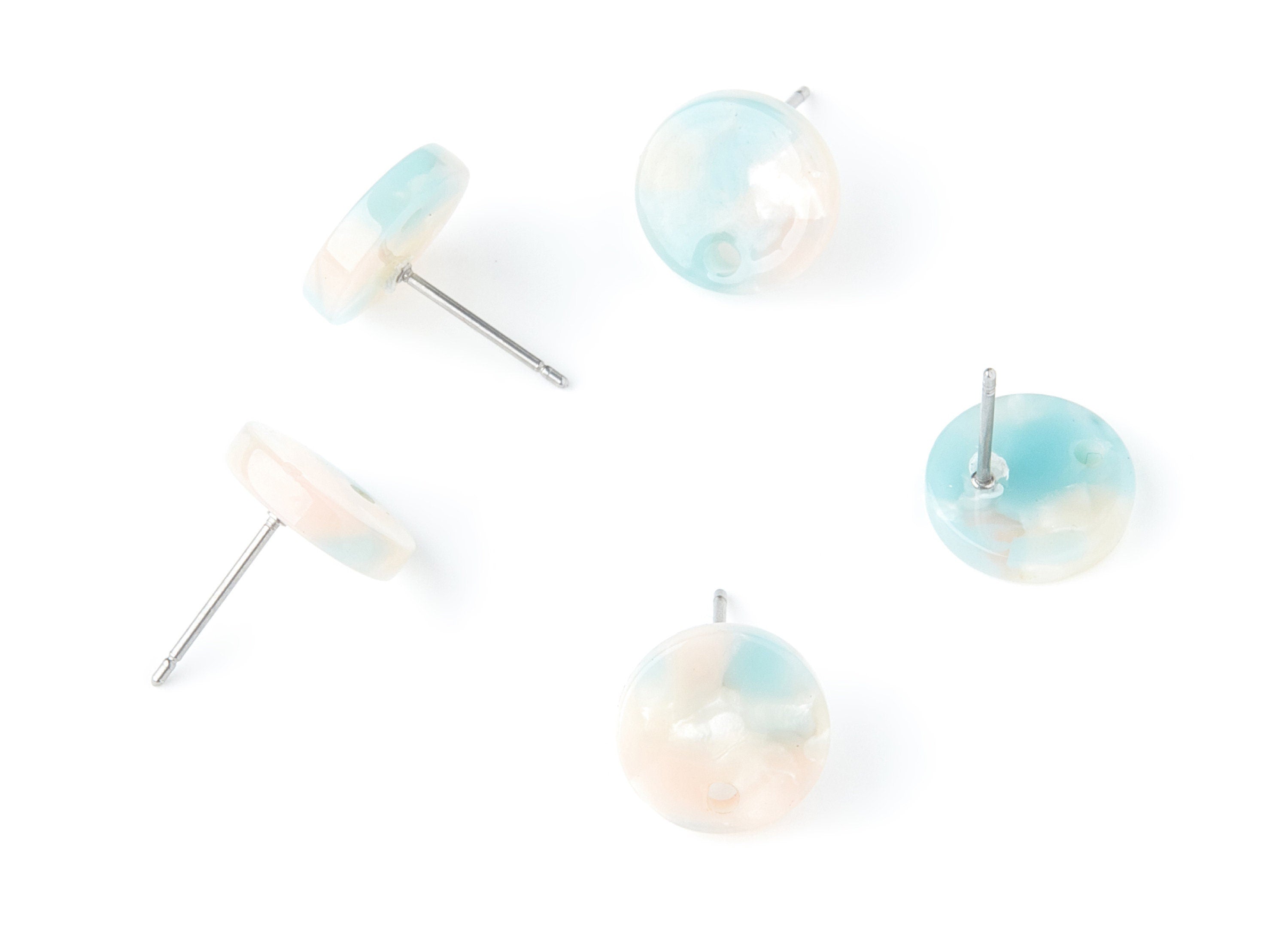 Acetate Round Earring Stud - Round Earring Post and Stud - Earring Findings - Color Code: A36 - 11.6x11.6x2.95mm - AC1139O - DOMEDBAZAAR