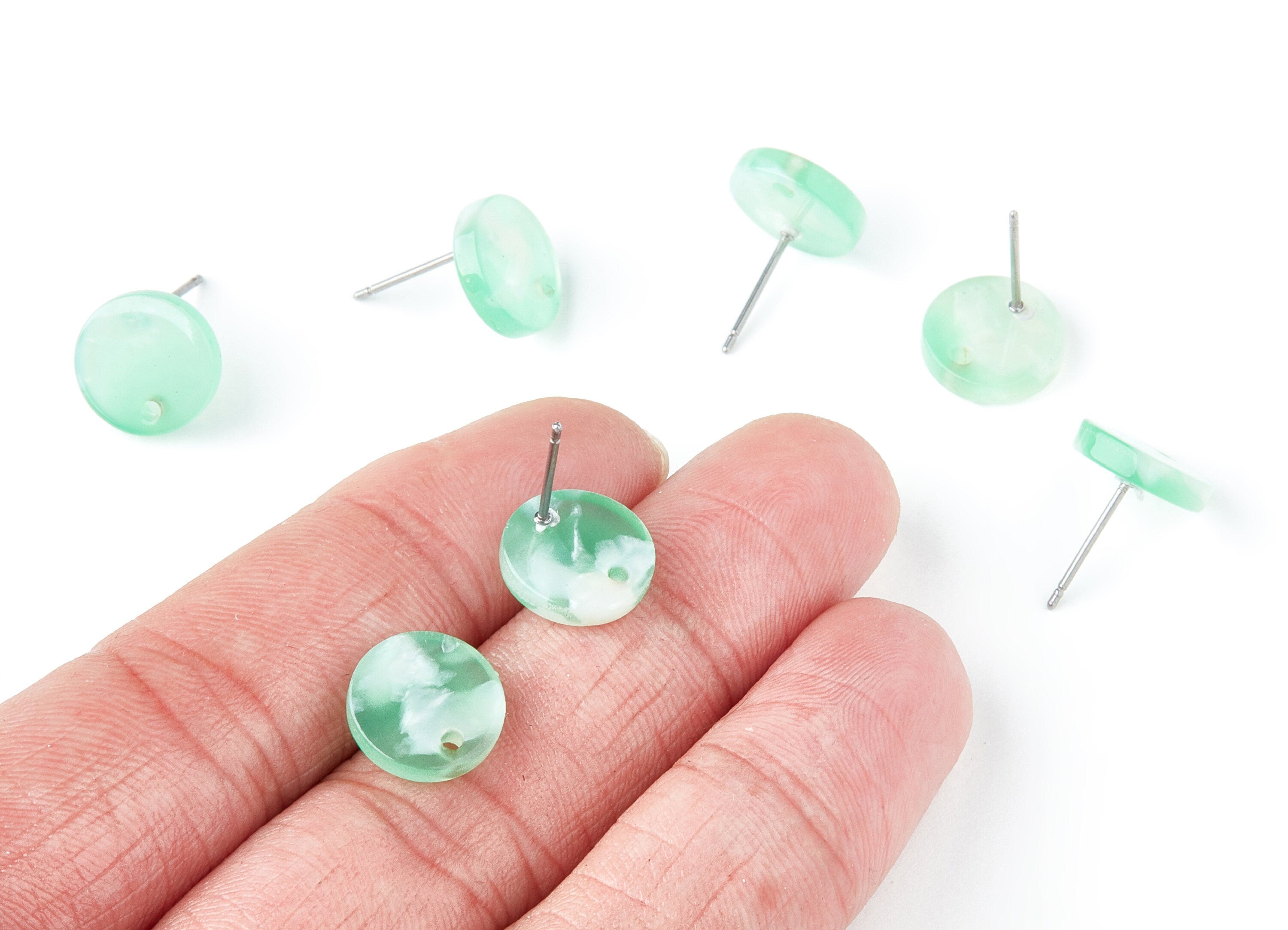 Acetate Round Earring Stud - Round Earring Post and Stud - Earring Findings - Color Code: A35 - 11.6x11.6x2.95mm - AC1139X - DOMEDBAZAAR