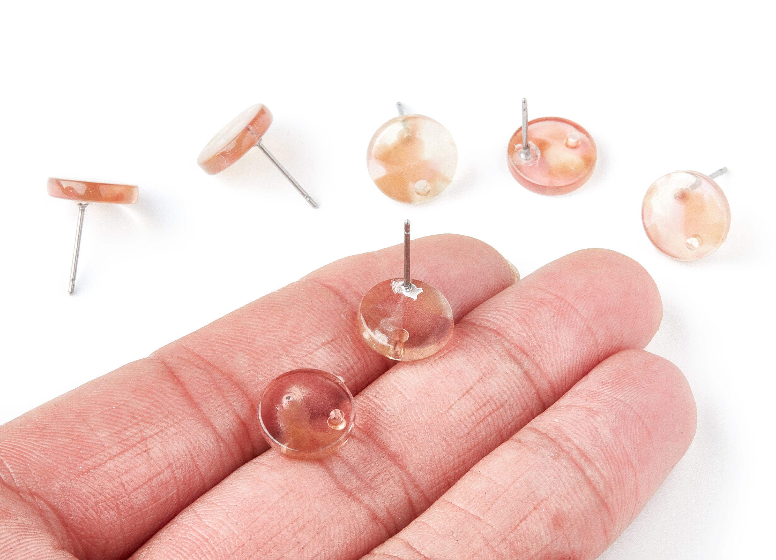 Acetate Round Earring Stud - Round Earring Post and Stud - Earring Findings - Color Code: A45 - 11.6x11.6x2.95mm - AC1139AB - DOMEDBAZAAR