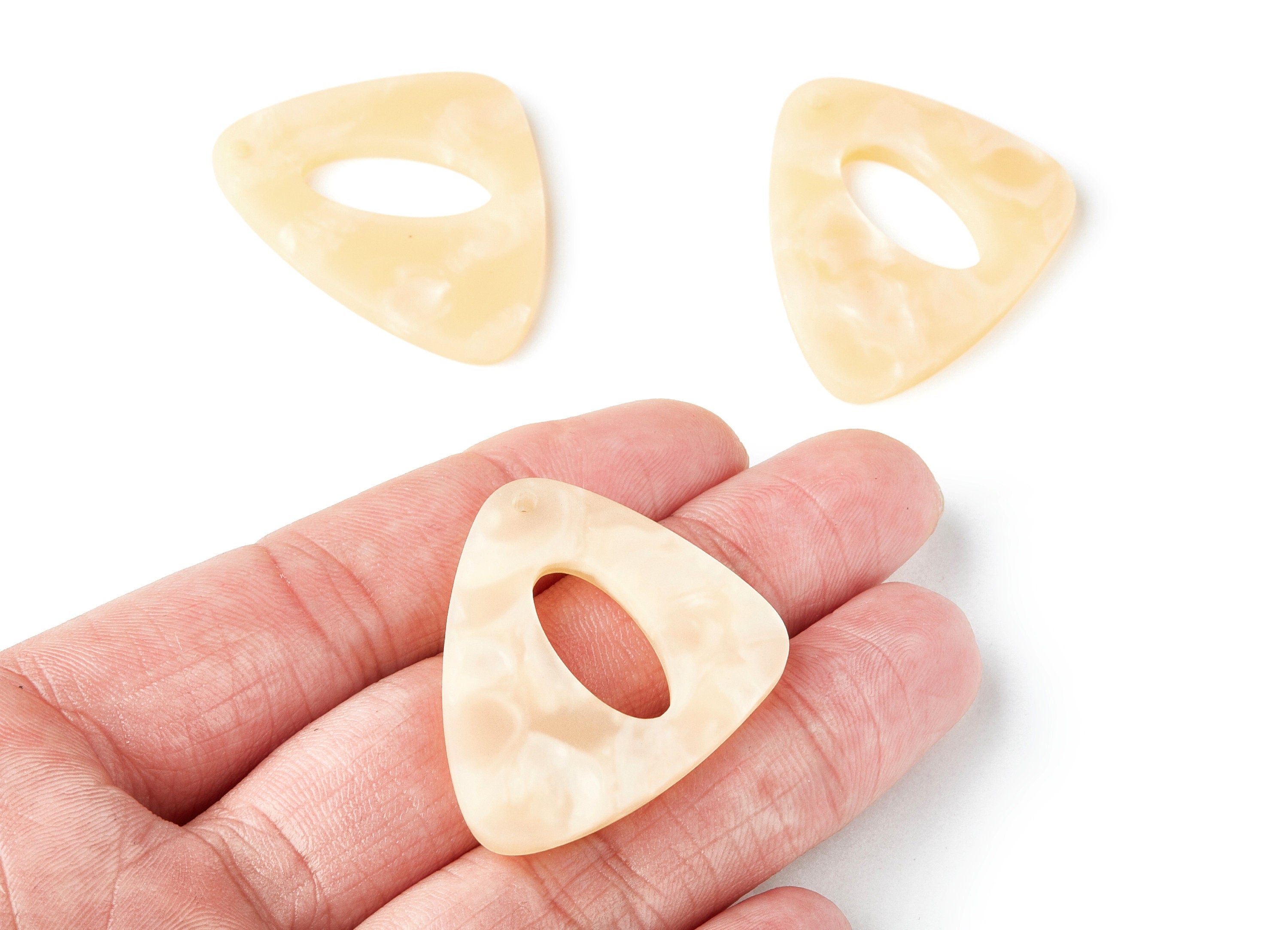 Acrylic Earring Charms - Matte Tortoise Shell Earrings - Triangle Shaped Pendant - Color Code: A279 - 40.42x32.54x3mm - AC1269E - DOMEDBAZAAR