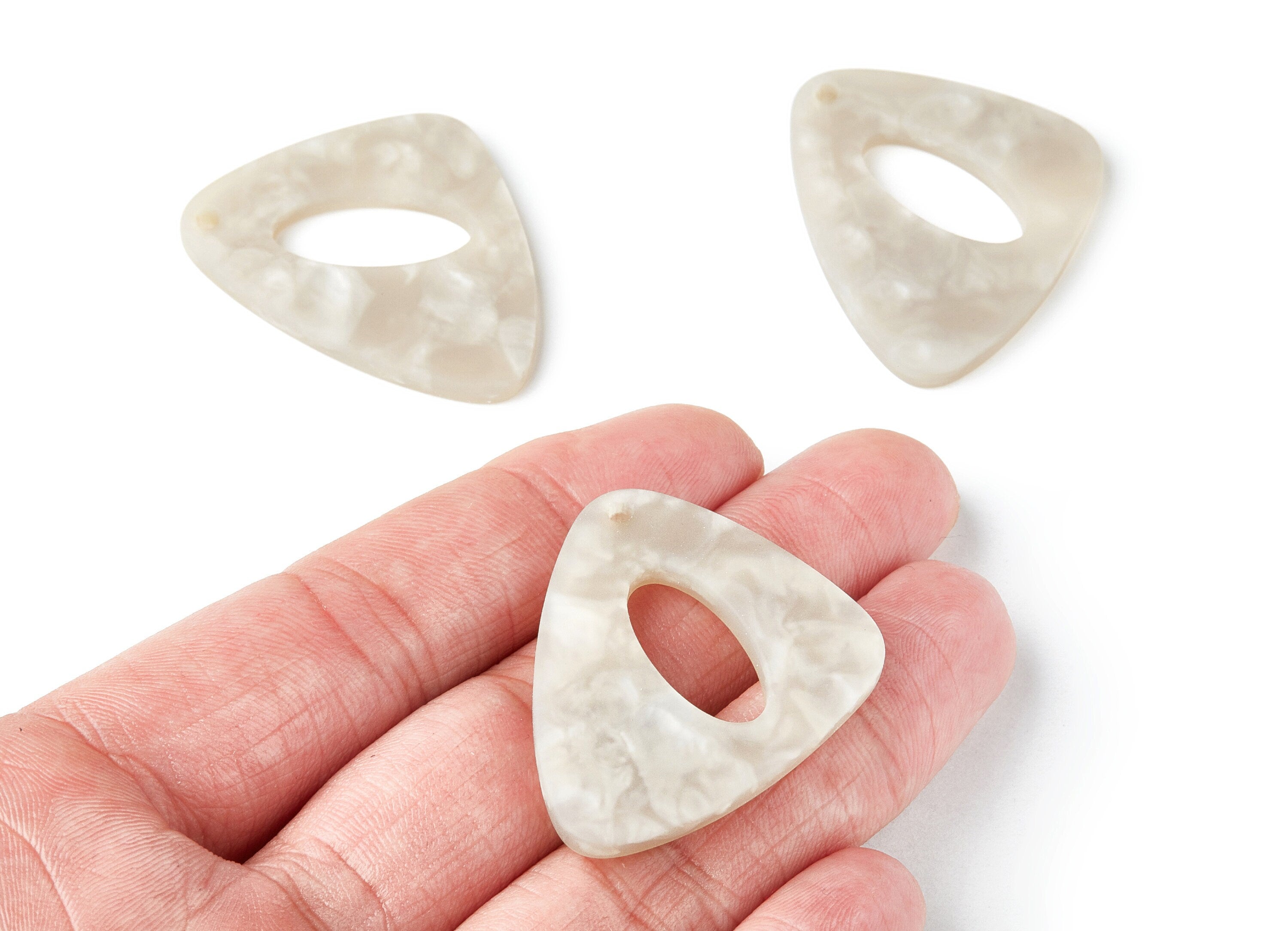 Acrylic Earring Charms - Matte Tortoise Shell Earrings - Triangle Shaped Pendant - Color Code: A228 - 40.42x32.54x3mm - AC1269B - DOMEDBAZAAR