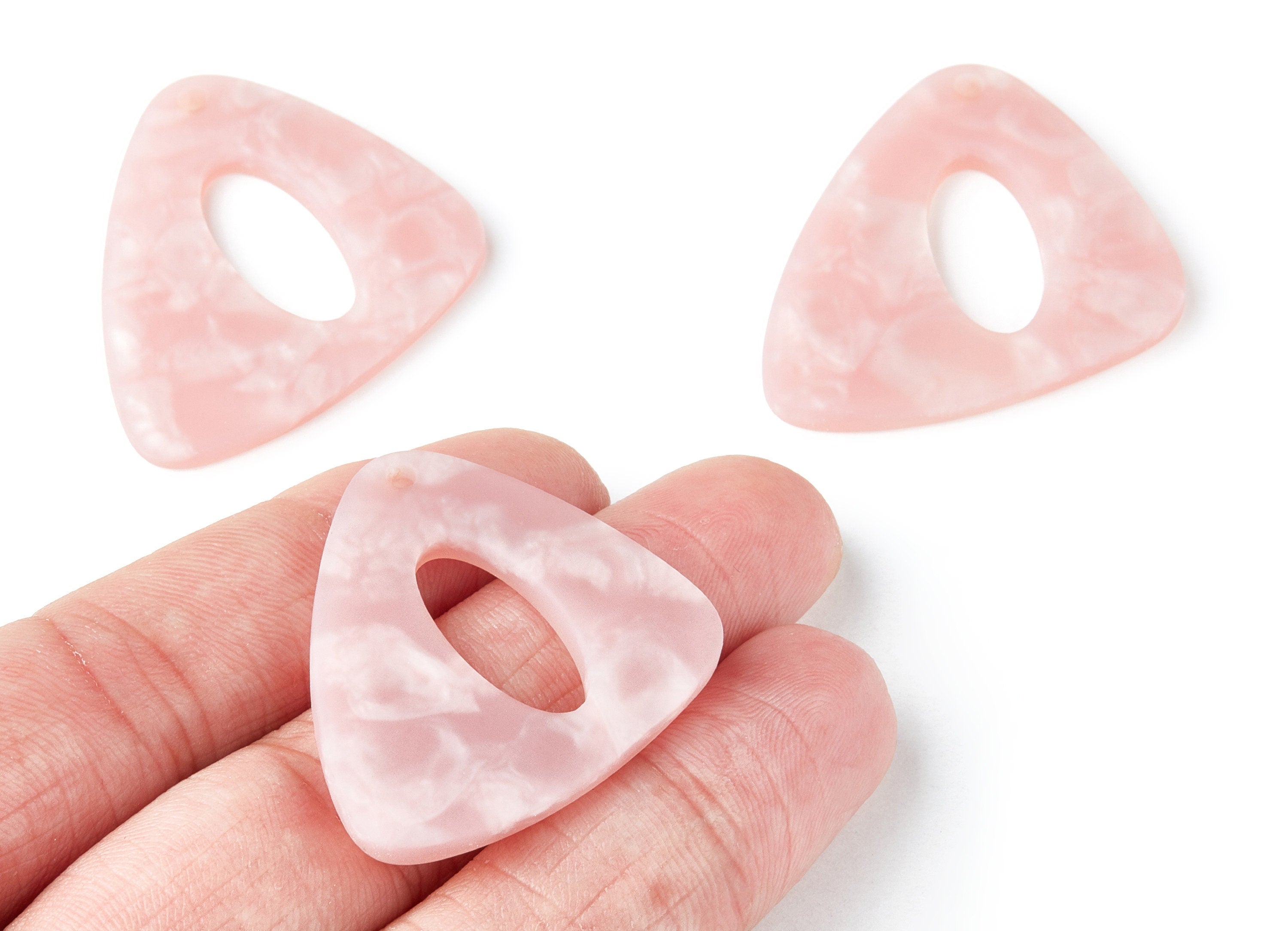 Acrylic Earring Charms - Matte Tortoise Shell Earrings - Triangle Shaped Pendant - Color Code: A229 - 40.42x32.54x3mm - AC1269A - DOMEDBAZAAR