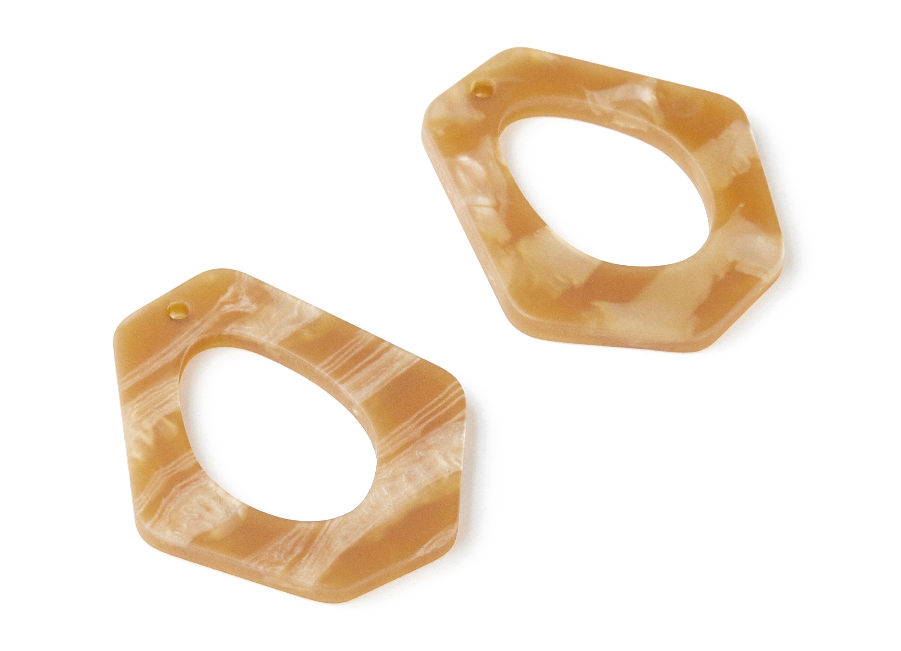 Acrylic Earring Charms - Matte Tortoise Shell Earrings - Geometric Shaped Pendant - Color Code: A227 - 39.39x33.99x3.15mm - AC1270B - DOMEDBAZAAR