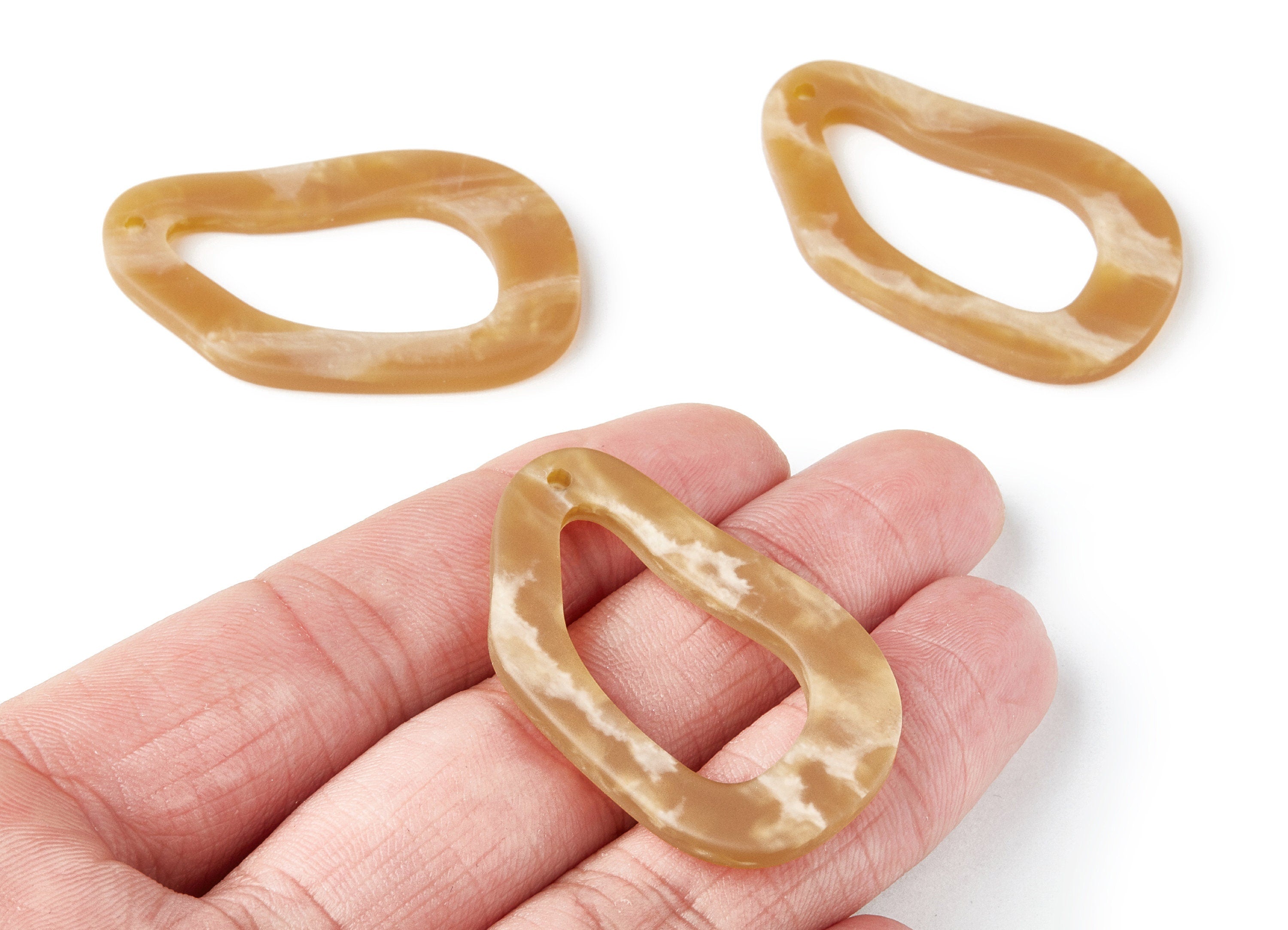 Acrylic Earring Charms - Matte Tortoise Shell Earrings - Irregular Geometric Pendant - Color Code: A227 - 43.5x26.2x2.98mm - AC1268C - DOMEDBAZAAR