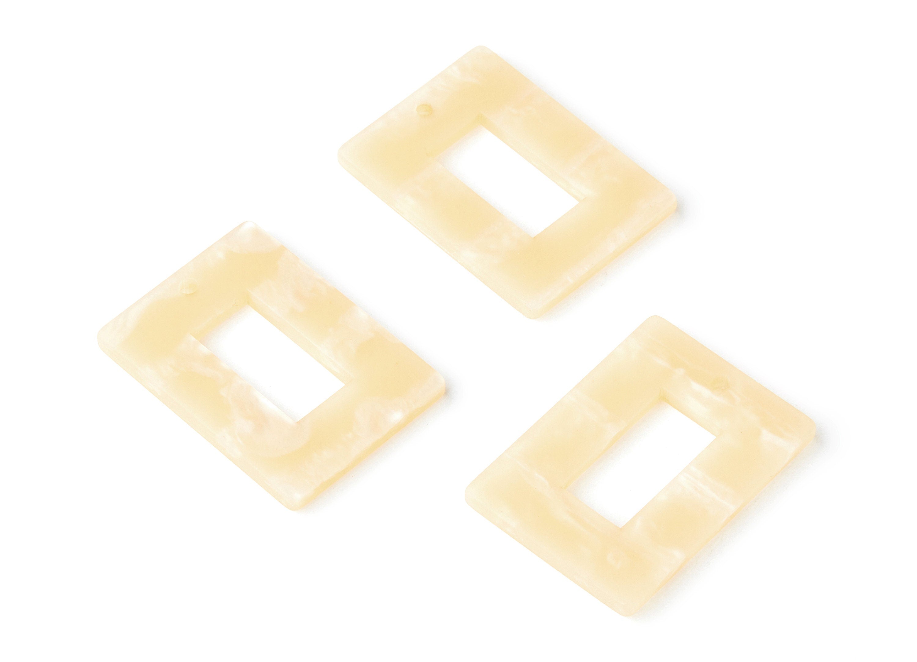 Acrylic Earring Charms - Matte Tortoise Shell Earrings - Rectangle Shaped Pendant - Color Code: A279 - 35x25.4x3.3mm - AC1271E - DOMEDBAZAAR