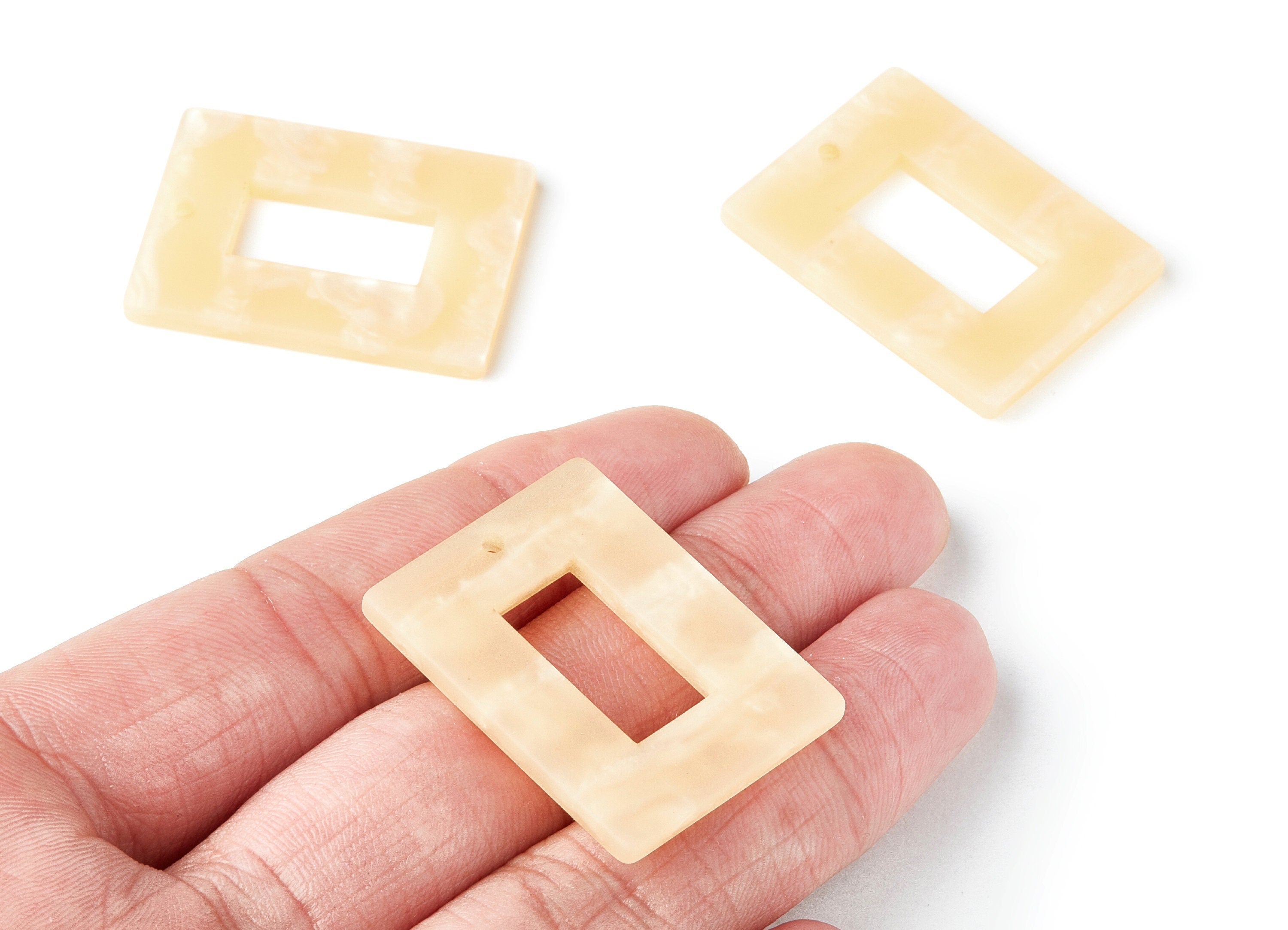 Acrylic Earring Charms - Matte Tortoise Shell Earrings - Rectangle Shaped Pendant - Color Code: A279 - 35x25.4x3.3mm - AC1271E - DOMEDBAZAAR