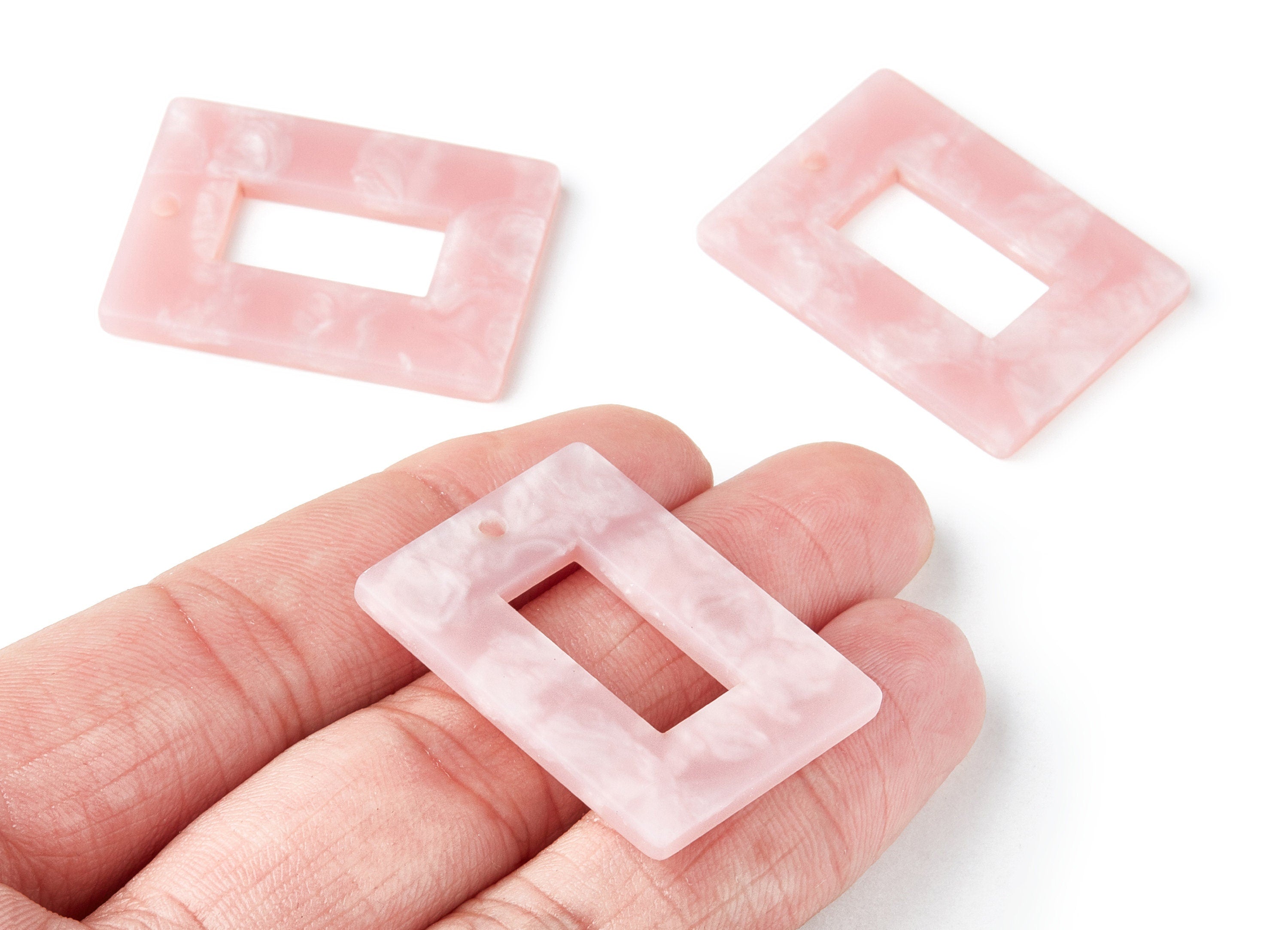 Acrylic Earring Charms - Matte Tortoise Shell Earrings - Rectangle Shaped Pendant - Color Code: A229 - 35x25.4x3.3mm - AC1271A - DOMEDBAZAAR