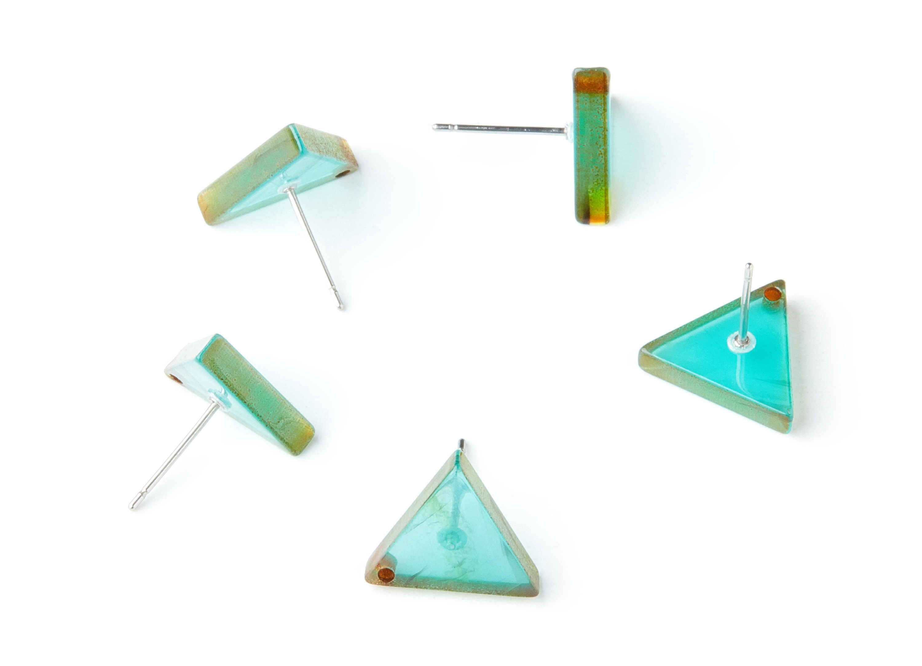 Acrylic Earring Stud - Stainless Steel Stud - 1 Hole - Triangle Shaped Earring Post - Color Code:A235 - 14.43x12.7x2.86mm - AC1388A - DOMEDBAZAAR