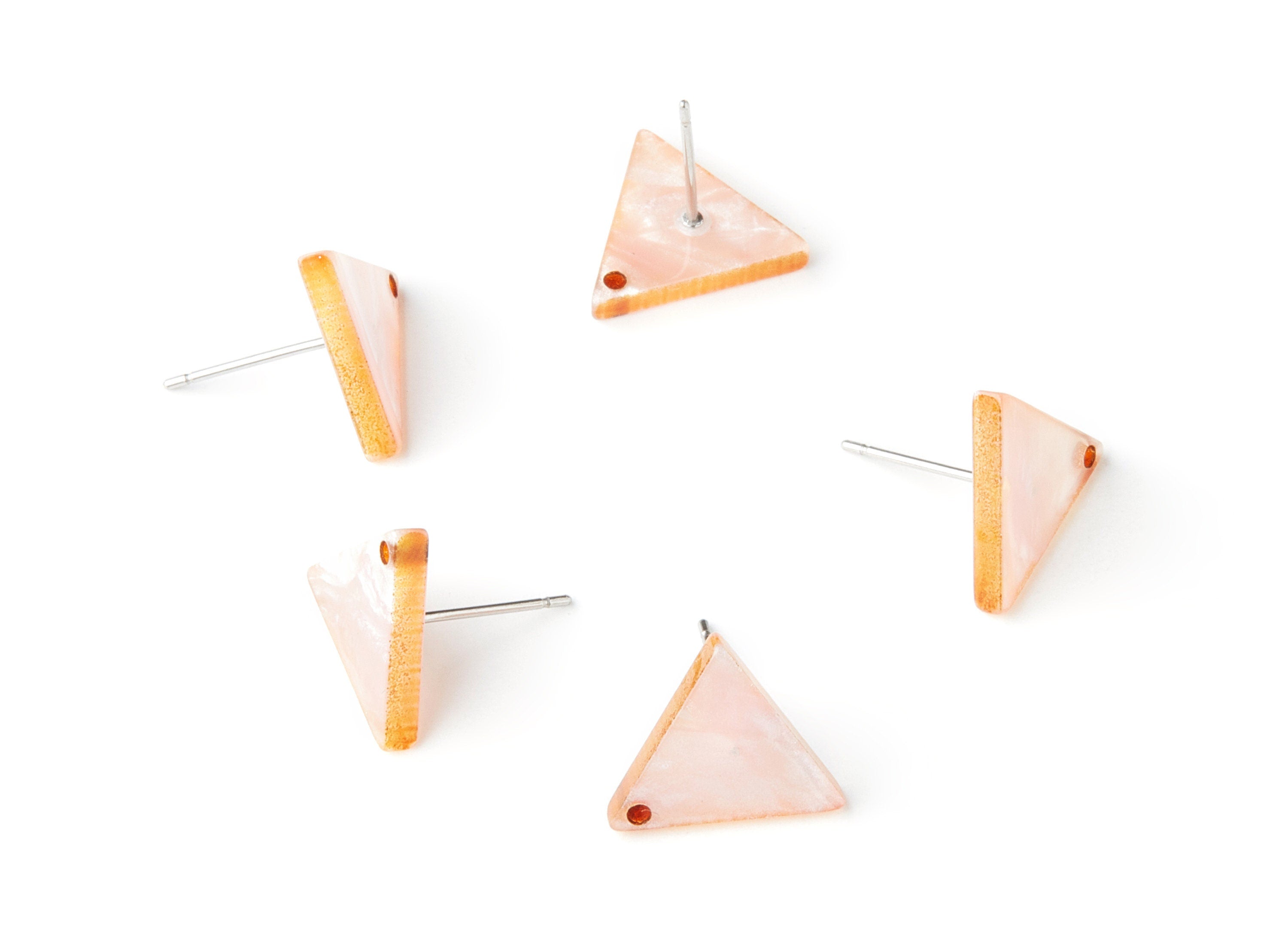 Acrylic Earring Stud - Stainless Steel Stud - 1 Hole - Triangle Shaped Earring Post - Color Code: A238 - 14.43x12.7x2.86mm - AC1388B - DOMEDBAZAAR