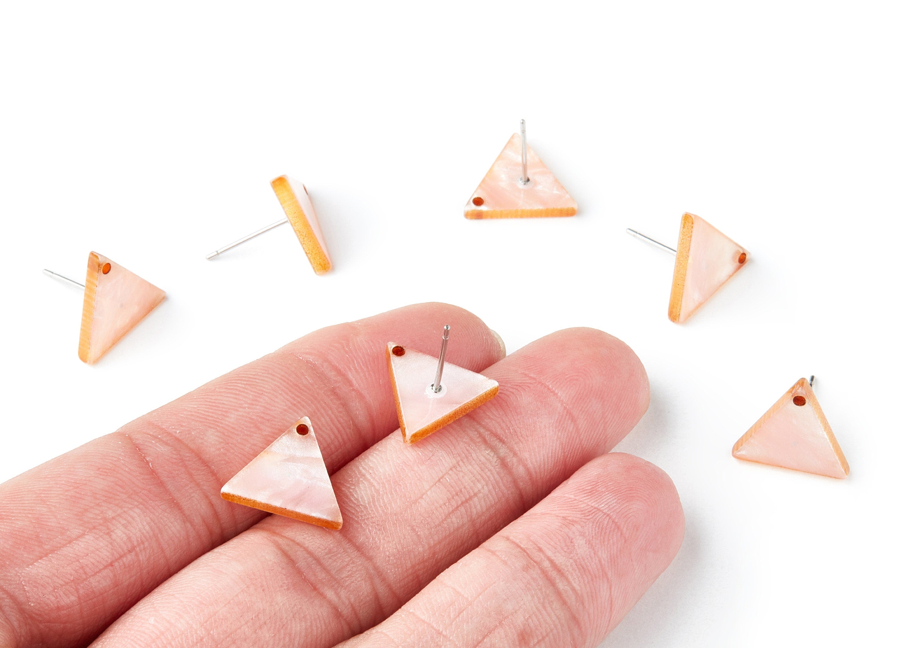 Acrylic Earring Stud - Stainless Steel Stud - 1 Hole - Triangle Shaped Earring Post - Color Code: A238 - 14.43x12.7x2.86mm - AC1388B - DOMEDBAZAAR