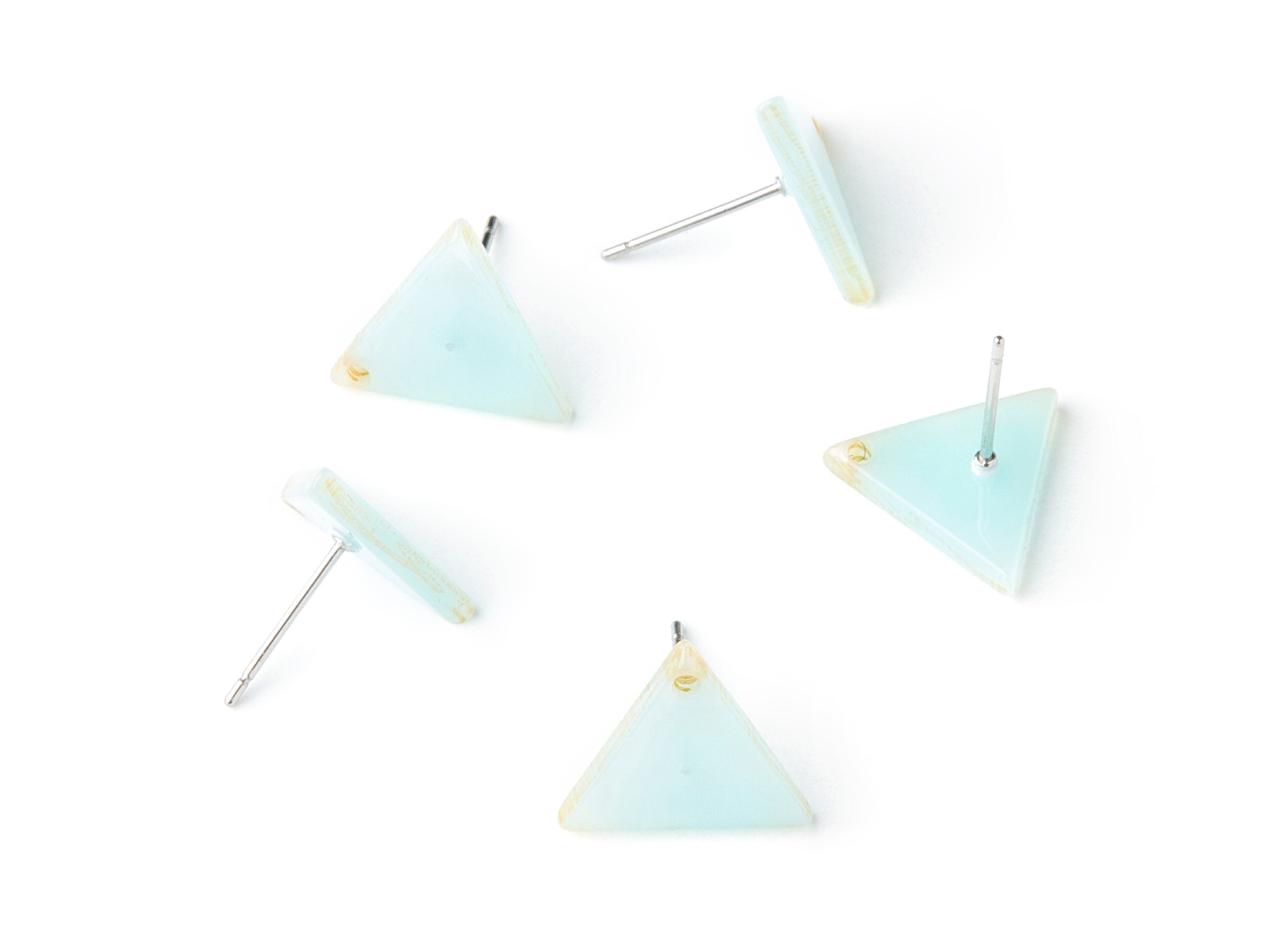 Acrylic Earring Stud - Stainless Steel Stud - 1 Hole - Triangle Shaped Earring Post - Color Code:A236 - 14.43x12.7x2.86mm - AC1388C - DOMEDBAZAAR