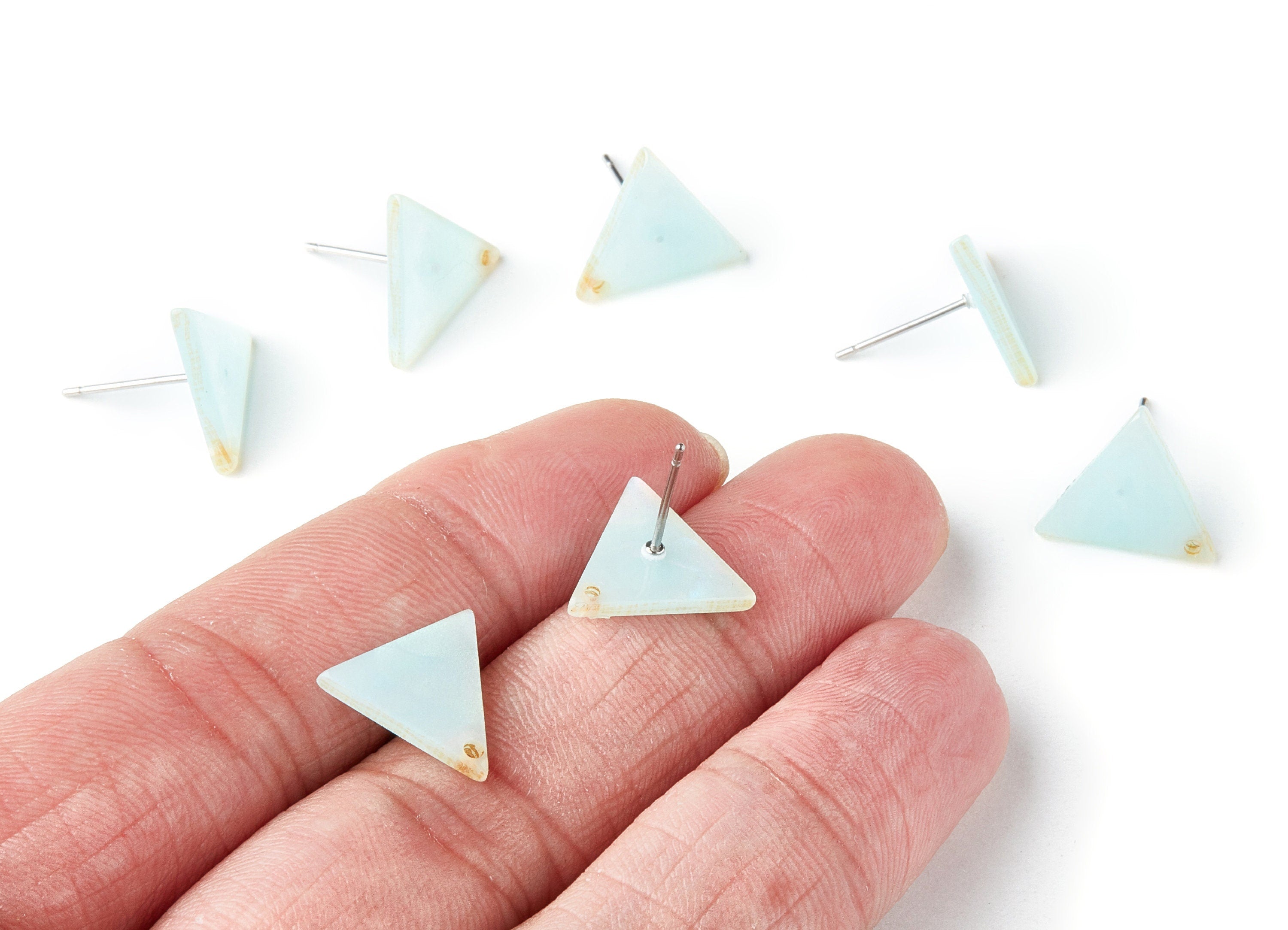 Acrylic Earring Stud - Stainless Steel Stud - 1 Hole - Triangle Shaped Earring Post - Color Code:A236 - 14.43x12.7x2.86mm - AC1388C - DOMEDBAZAAR