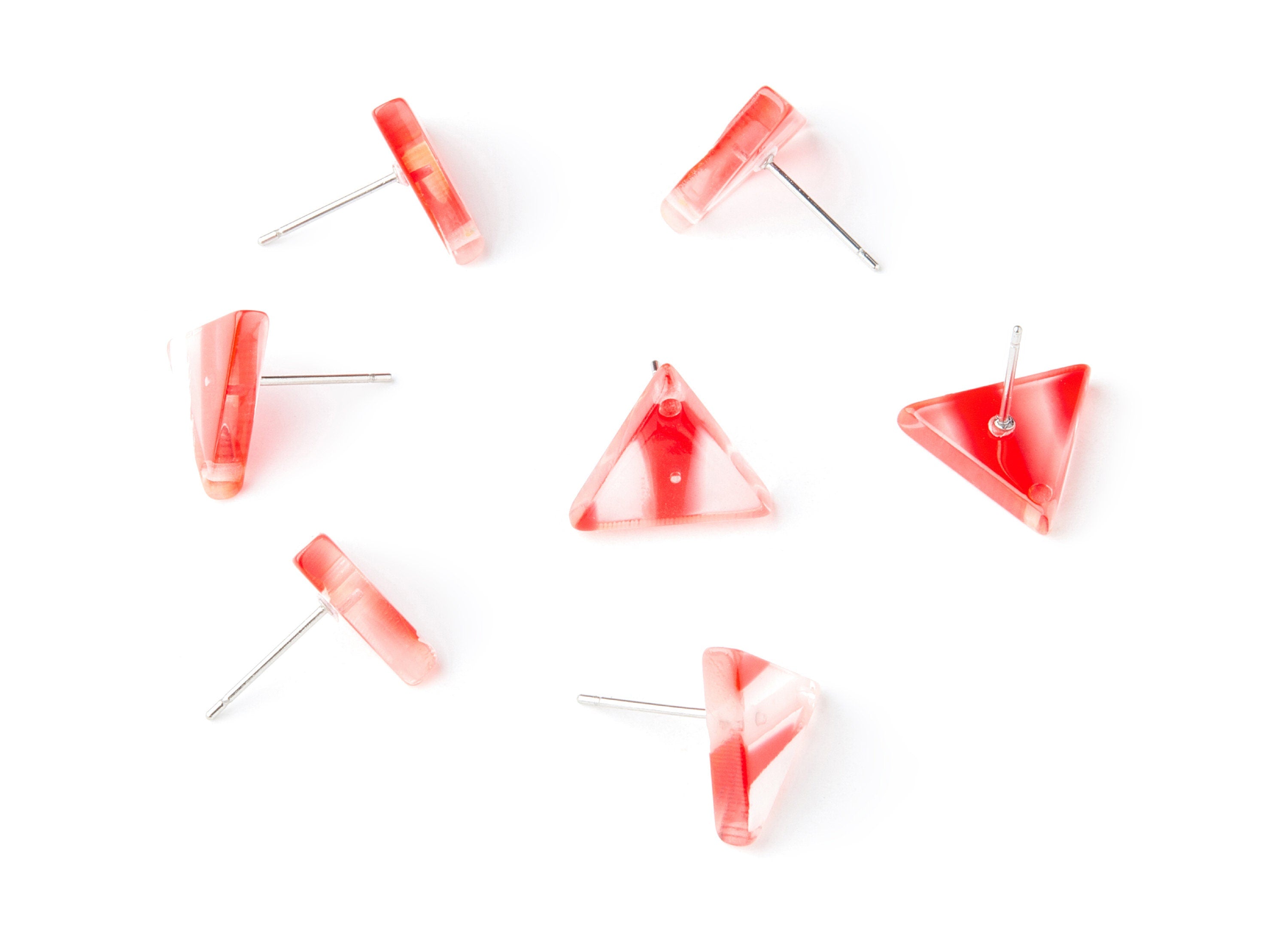 Acrylic Earring Stud - Stainless Steel Stud - 1 Hole - Triangle Shaped Earring Post - Color Code:A171 - 14.43x12.7x2.86mm - AC1388D - DOMEDBAZAAR