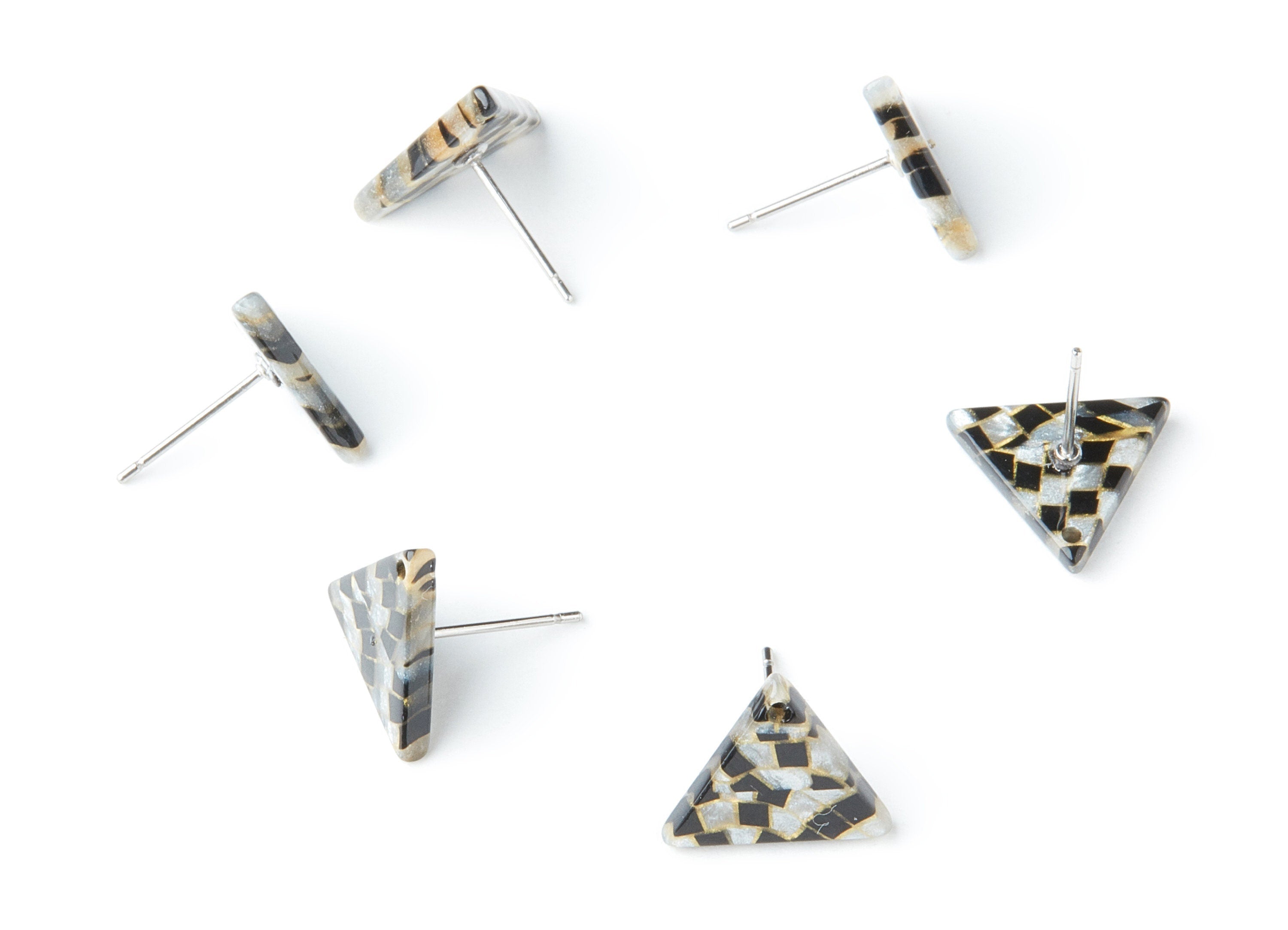 Acrylic Earring Stud - Stainless Steel Stud - 1 Hole - Triangle Shaped Earring Post - Color Code:A239 - 14.43x12.7x2.86mm - AC1388F - DOMEDBAZAAR