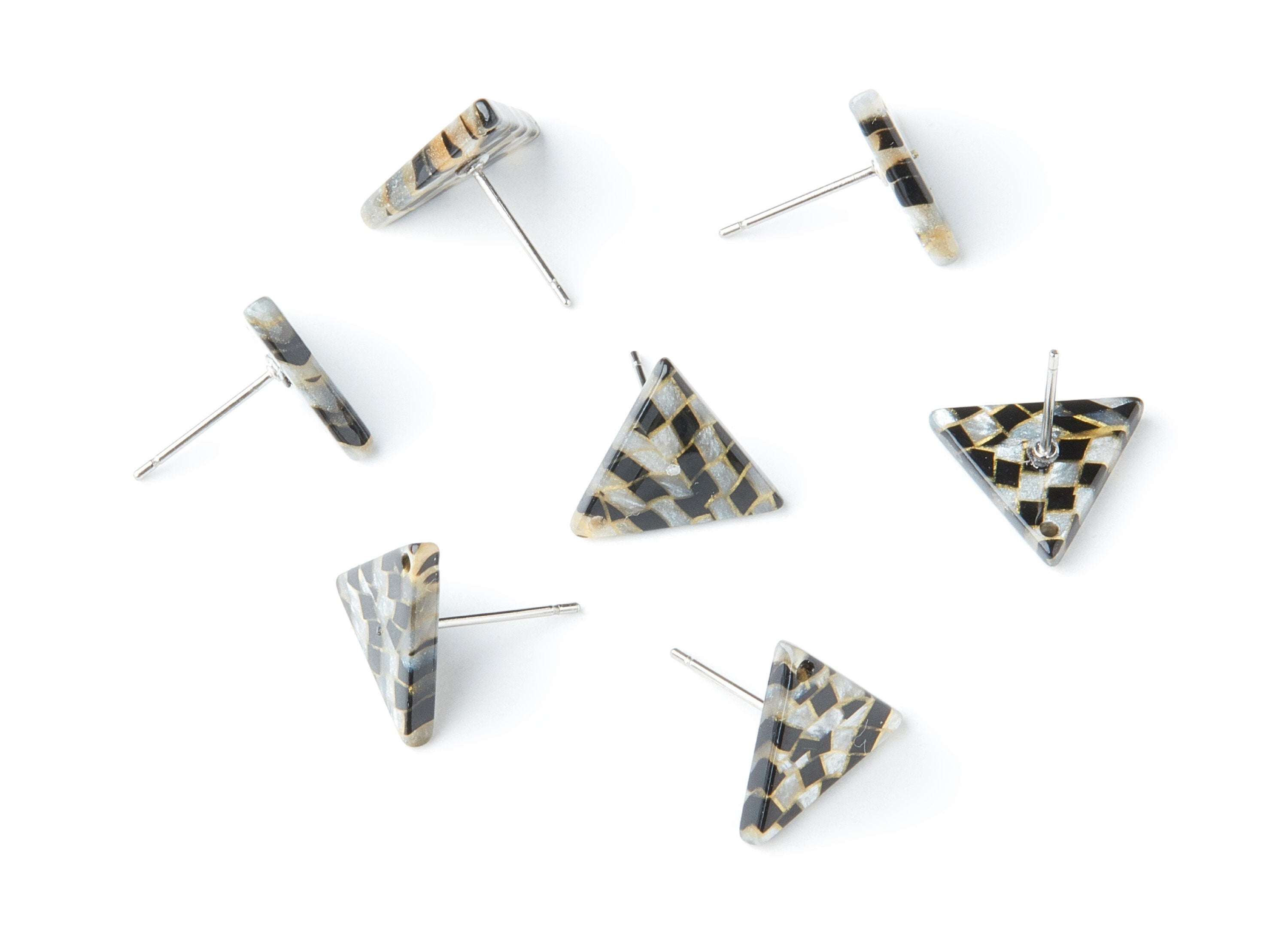Acrylic Earring Stud - Stainless Steel Stud - 1 Hole - Triangle Shaped Earring Post - Color Code:A239 - 14.43x12.7x2.86mm - AC1388F - DOMEDBAZAAR