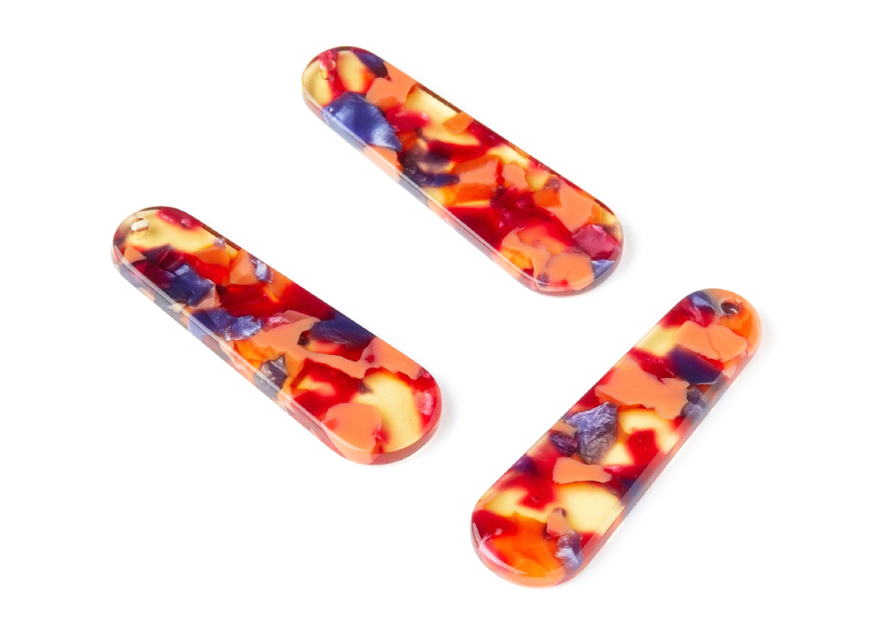 Acetate Rod Earring Charms - Rod Shaped Pendant - Earring Findings - Jewelry Supplies - Color Code: A44 - 44.73x13.74x2.78mm - AC1380H - DOMEDBAZAAR