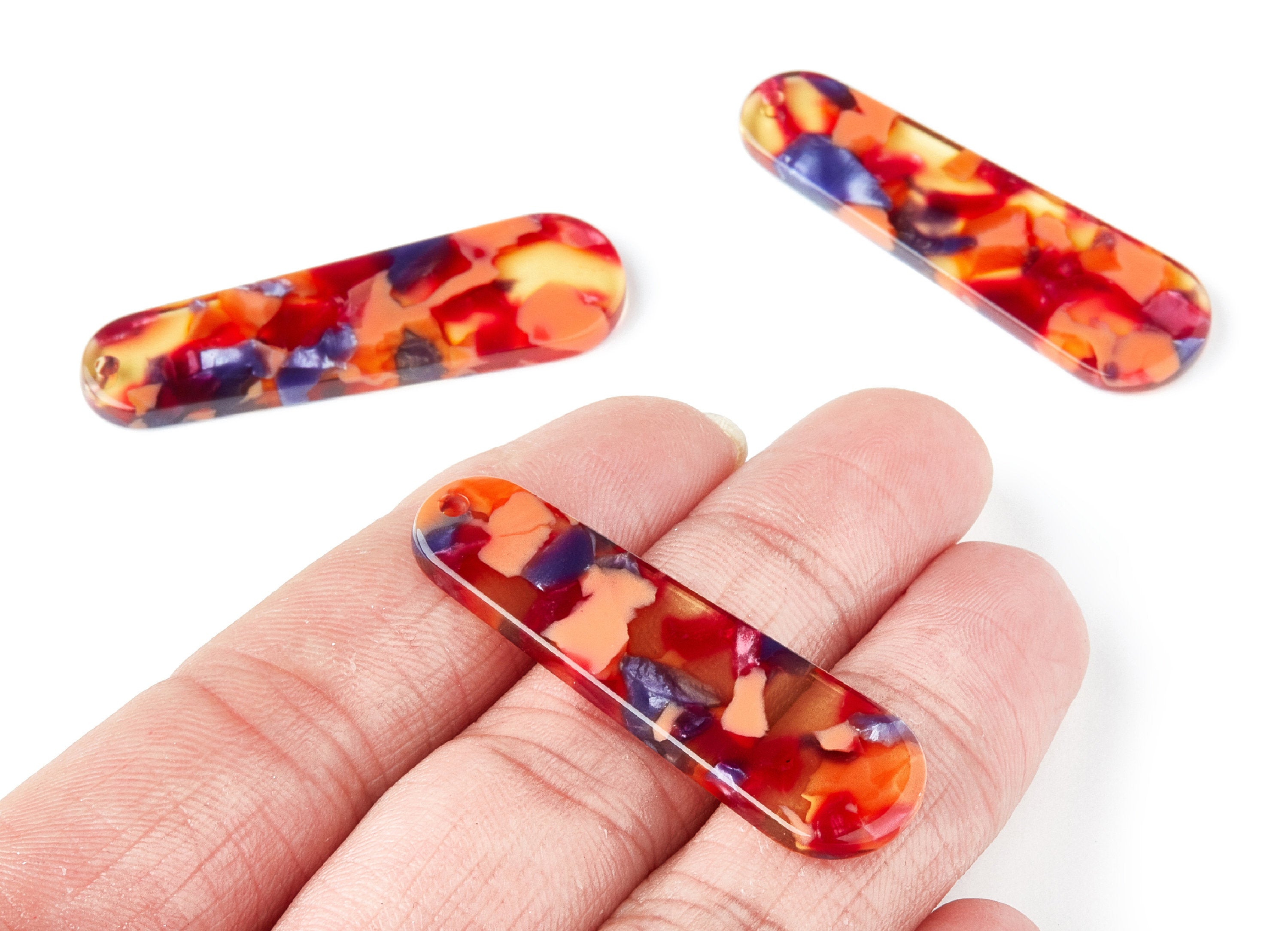 Acetate Rod Earring Charms - Rod Shaped Pendant - Earring Findings - Jewelry Supplies - Color Code: A44 - 44.73x13.74x2.78mm - AC1380H - DOMEDBAZAAR