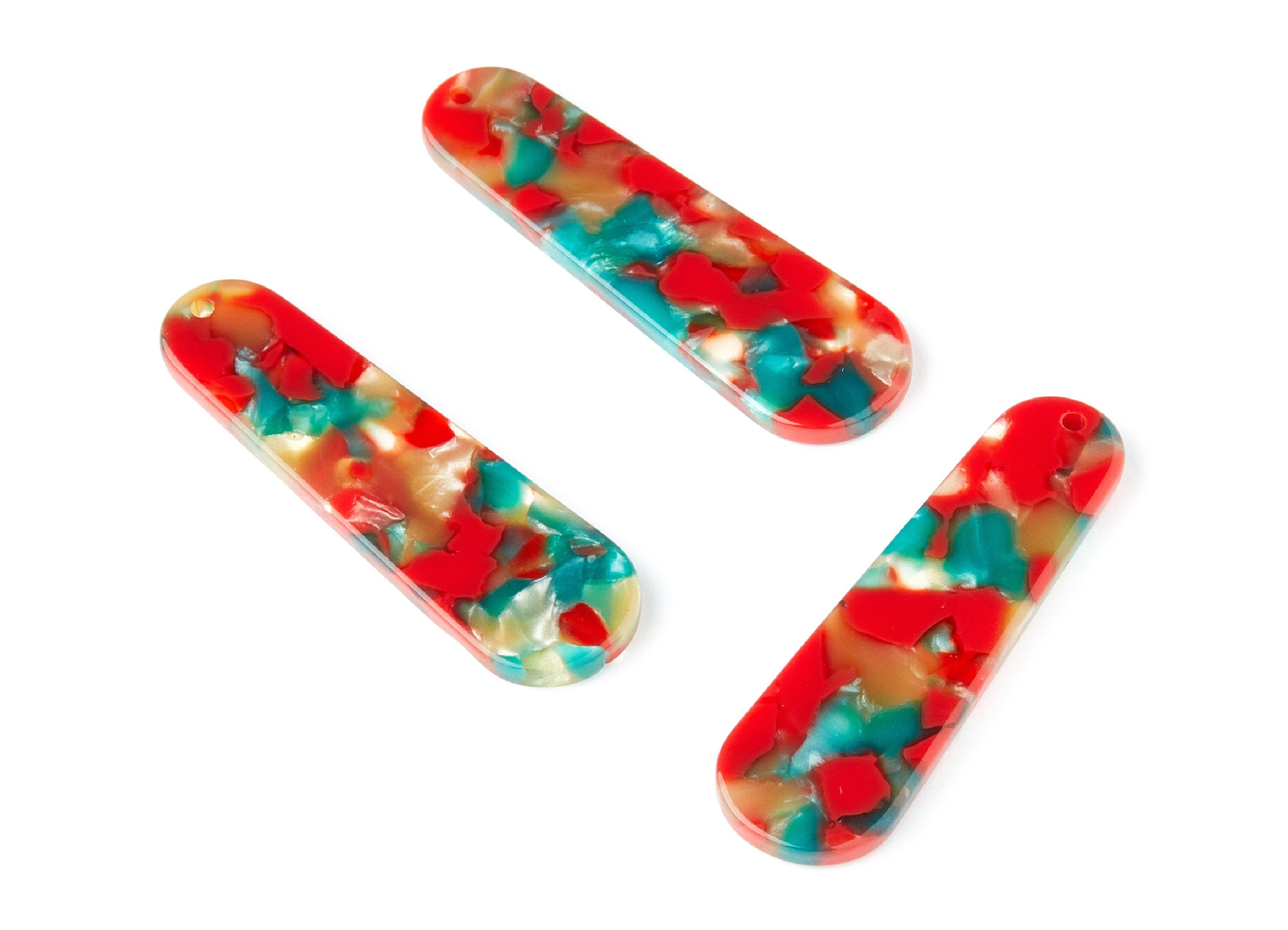 Acetate Rod Earring Charms - Rod Shaped Pendant - Earring Findings - Jewelry Supplies - Color Code: A46 - 44.73x13.74x2.78mm - AC1380E - DOMEDBAZAAR