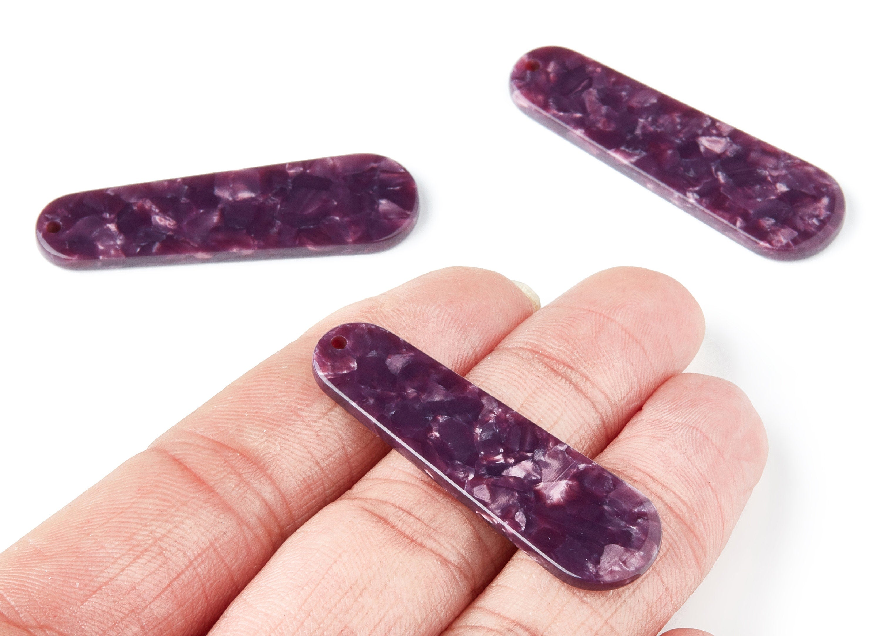 Acetate Acrylic Earring Charms - Tortoise Shell Earrings - Rod Shaped Pendant - Color Code: A41 - 44.73x13.74x2.78mm - AC1380G - DOMEDBAZAAR