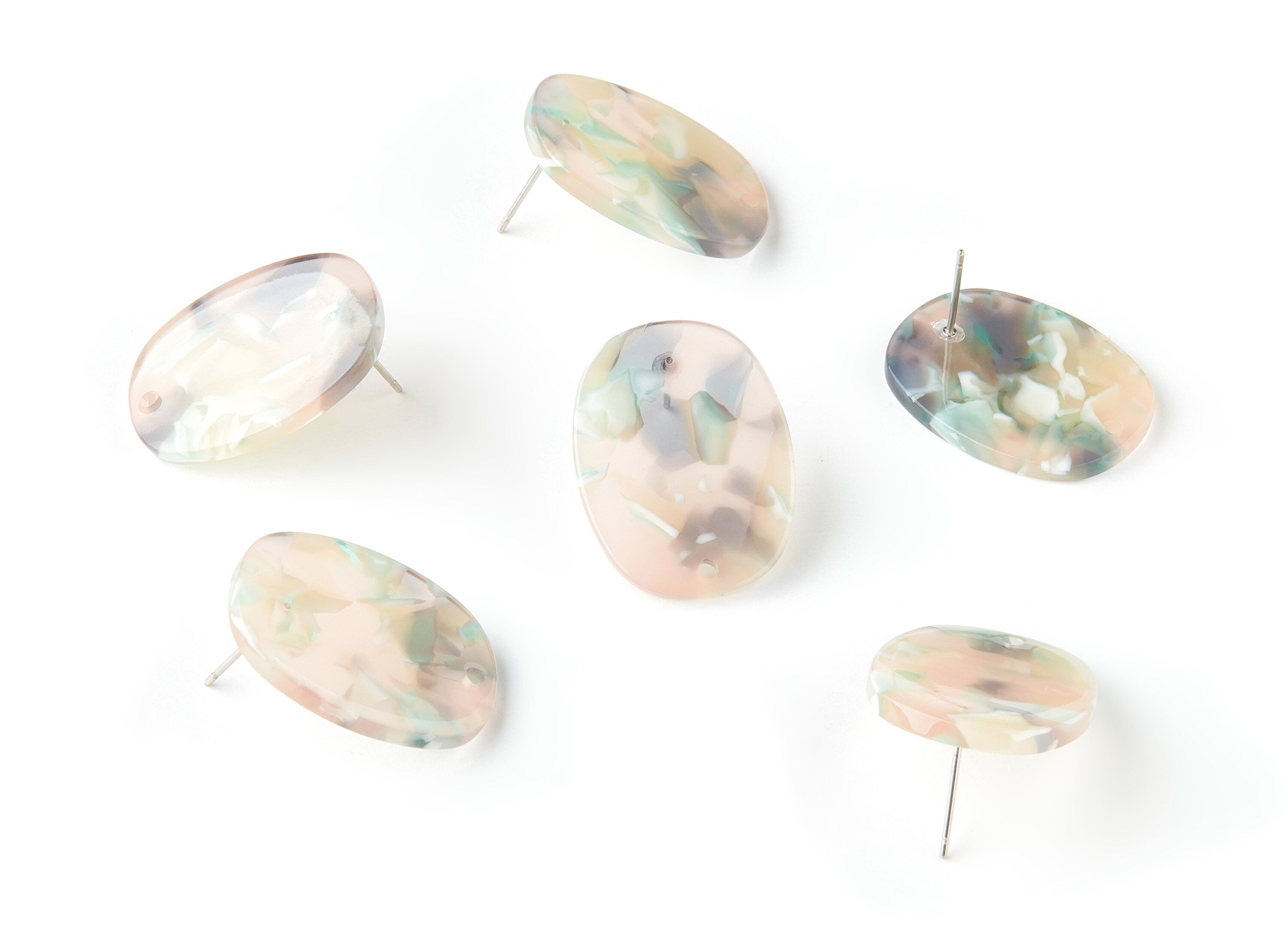 Acetate Oval Earring Stud - Oval Earring Post and Stud - Earring Findings - Color Code: A265 - 26x19x2.6mm - AC1002-A265 - DOMEDBAZAAR