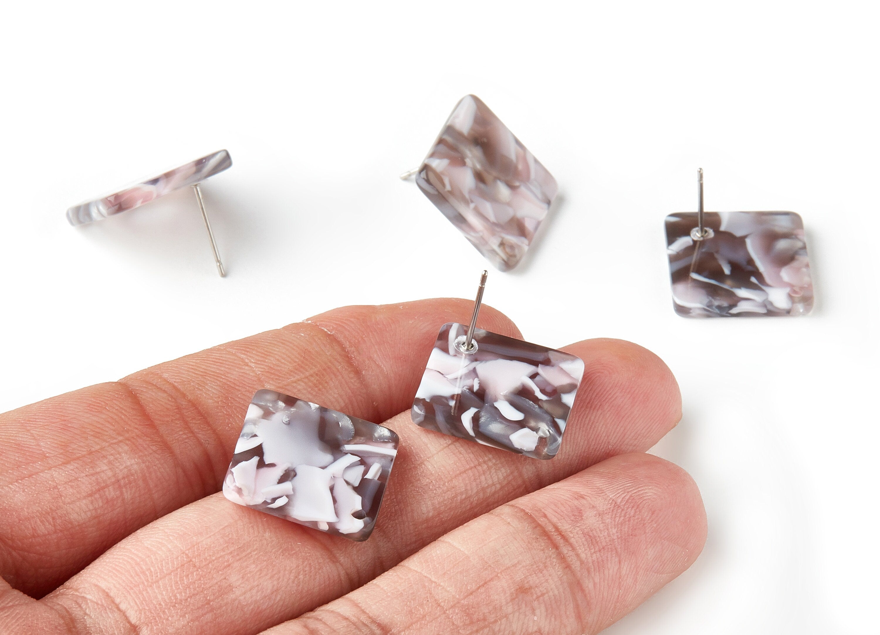 Acetate Square Earring Stud - Square Earring Post - Earring Post - Jewelry Supplies - Color Code: A157 - 17x17x2.5mm - AC1588-A157 - DOMEDBAZAAR