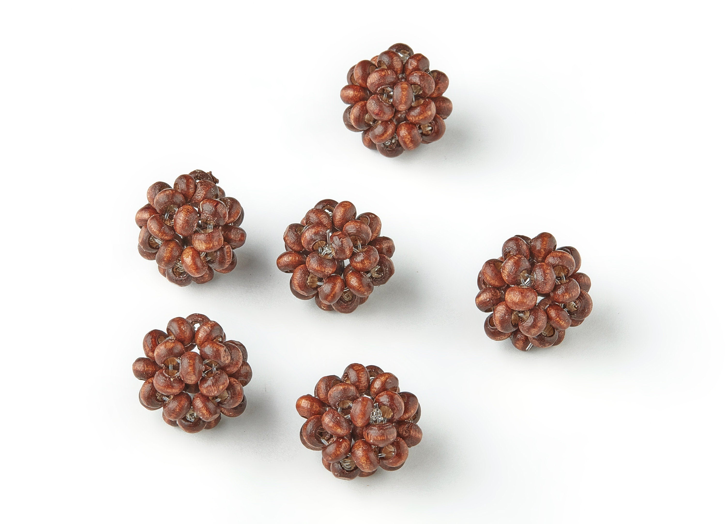 Mini Wood Beaded Pendant - Wooden Beads Ball Shaped Charms - Jewelry Supplies - Wooden Beads - 15.59x15.59mm - BB1056B - DOMEDBAZAAR
