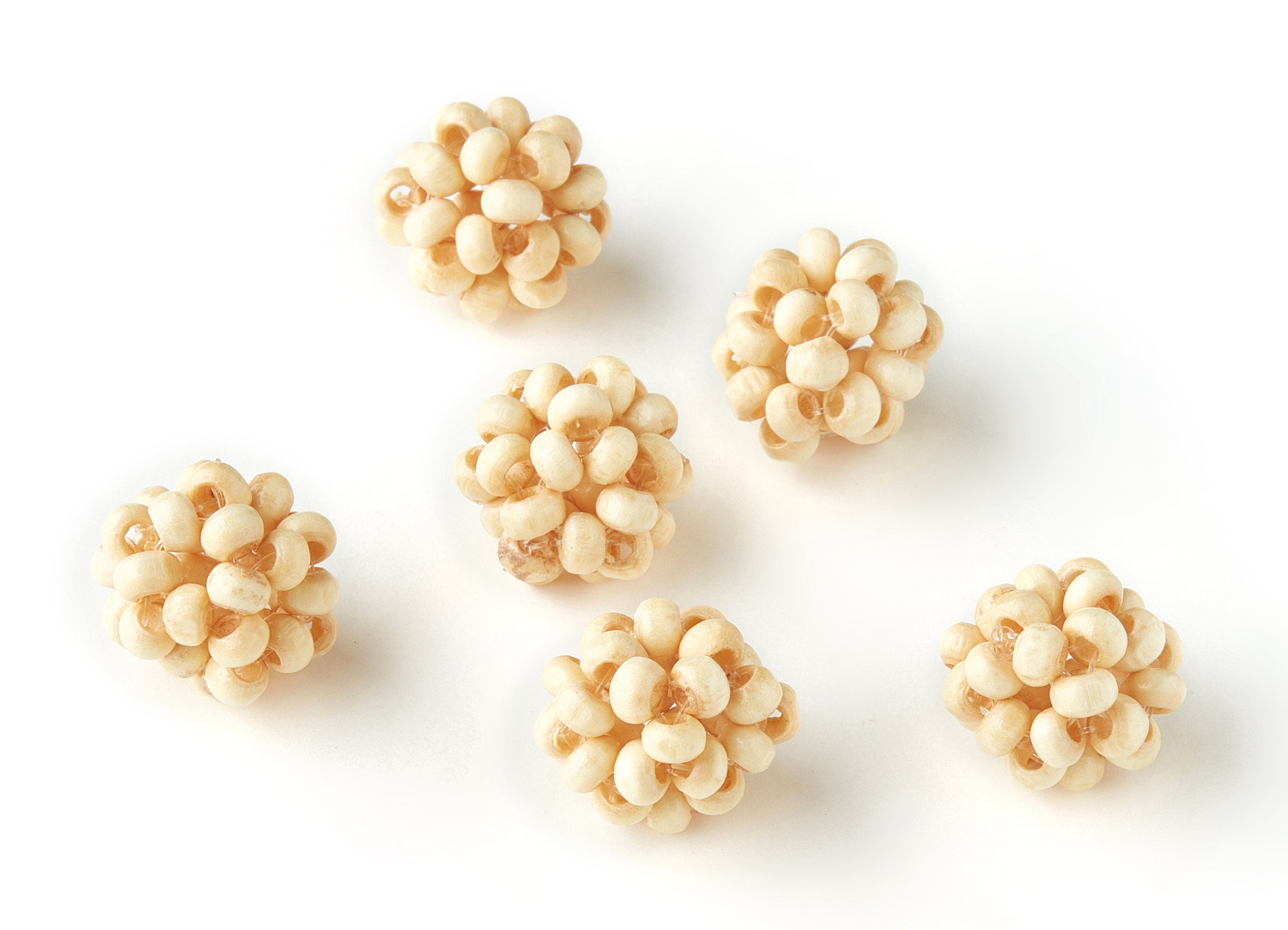 Mini Wood Beaded Pendant - Wooden Beads Ball Shaped Charms - Jewelry Supplies - Wooden Beads - 15.59x15.59mm - BB1056A - DOMEDBAZAAR