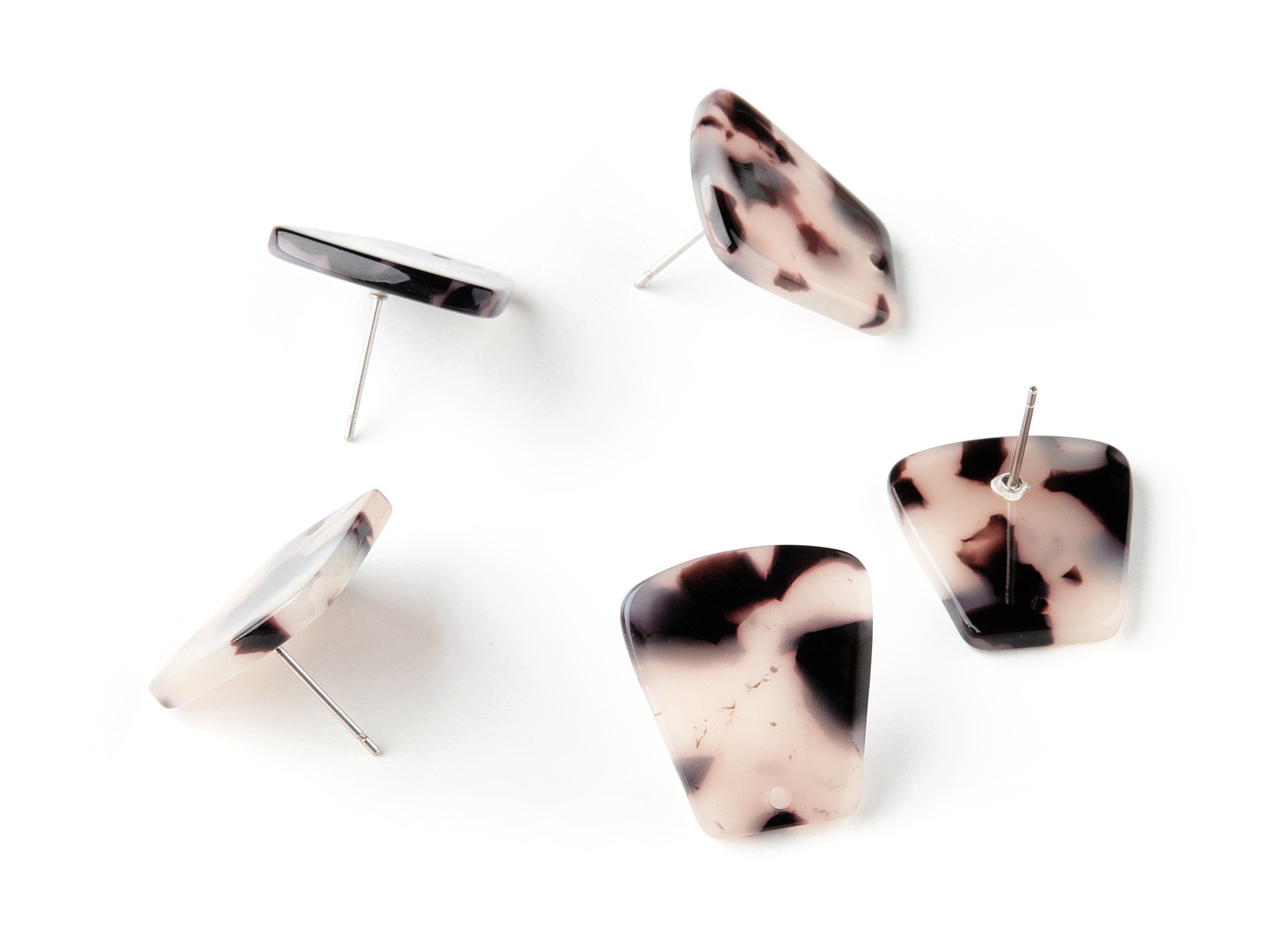 Acetate Acrylic Earring Stud - Post Charms - Blonde Tortoise Shell - Trapezoid Shaped - Color Code: A07 - 20.9x18.78x2.48mm - AC1591-A07 - DOMEDBAZAAR