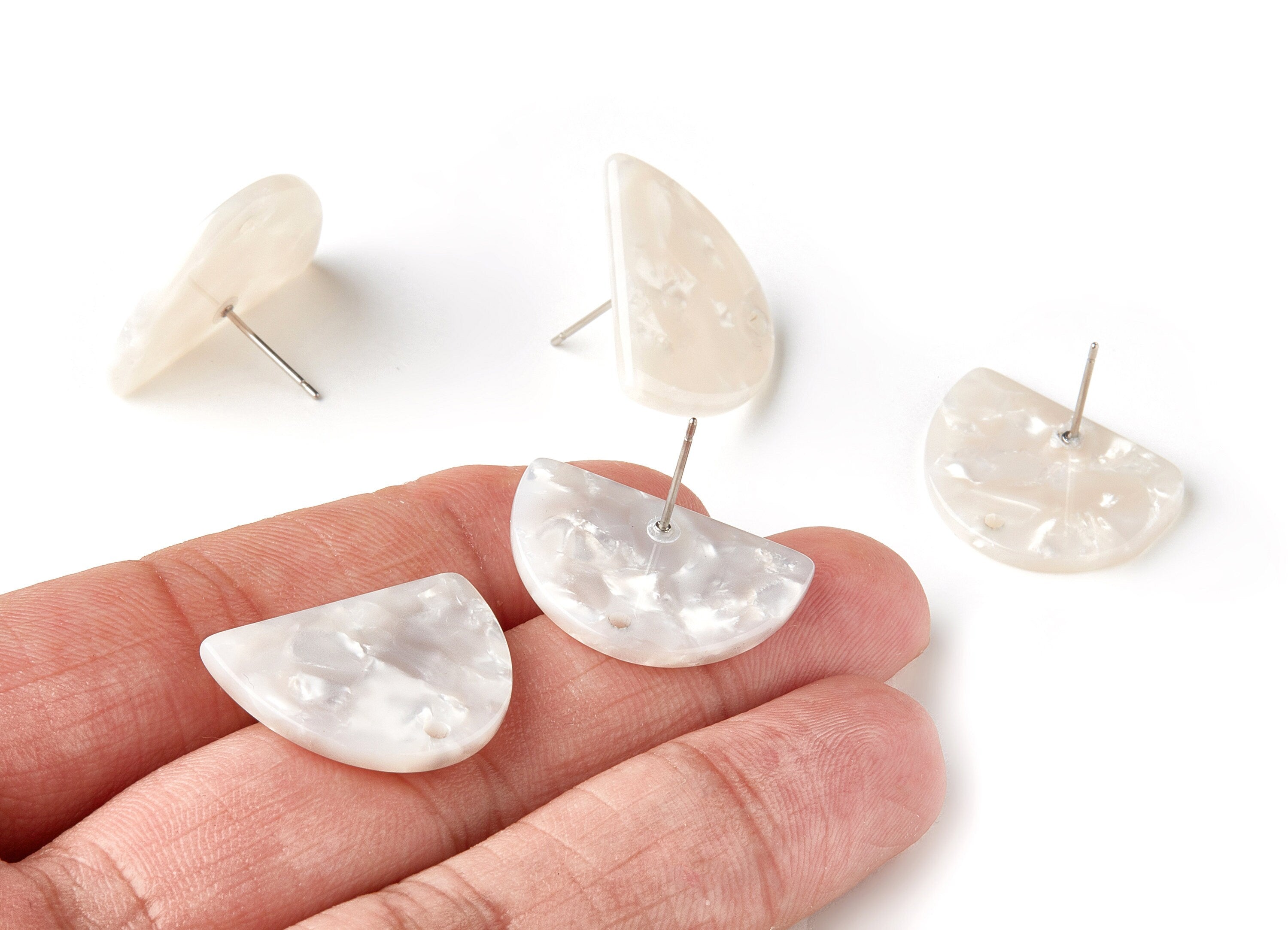 Acetate Acrylic D Earring Stud - D Earring Post - Jewelry Supplies - Color Code: A12 - 25x18x2.48mm - AC1586-A12 - DOMEDBAZAAR