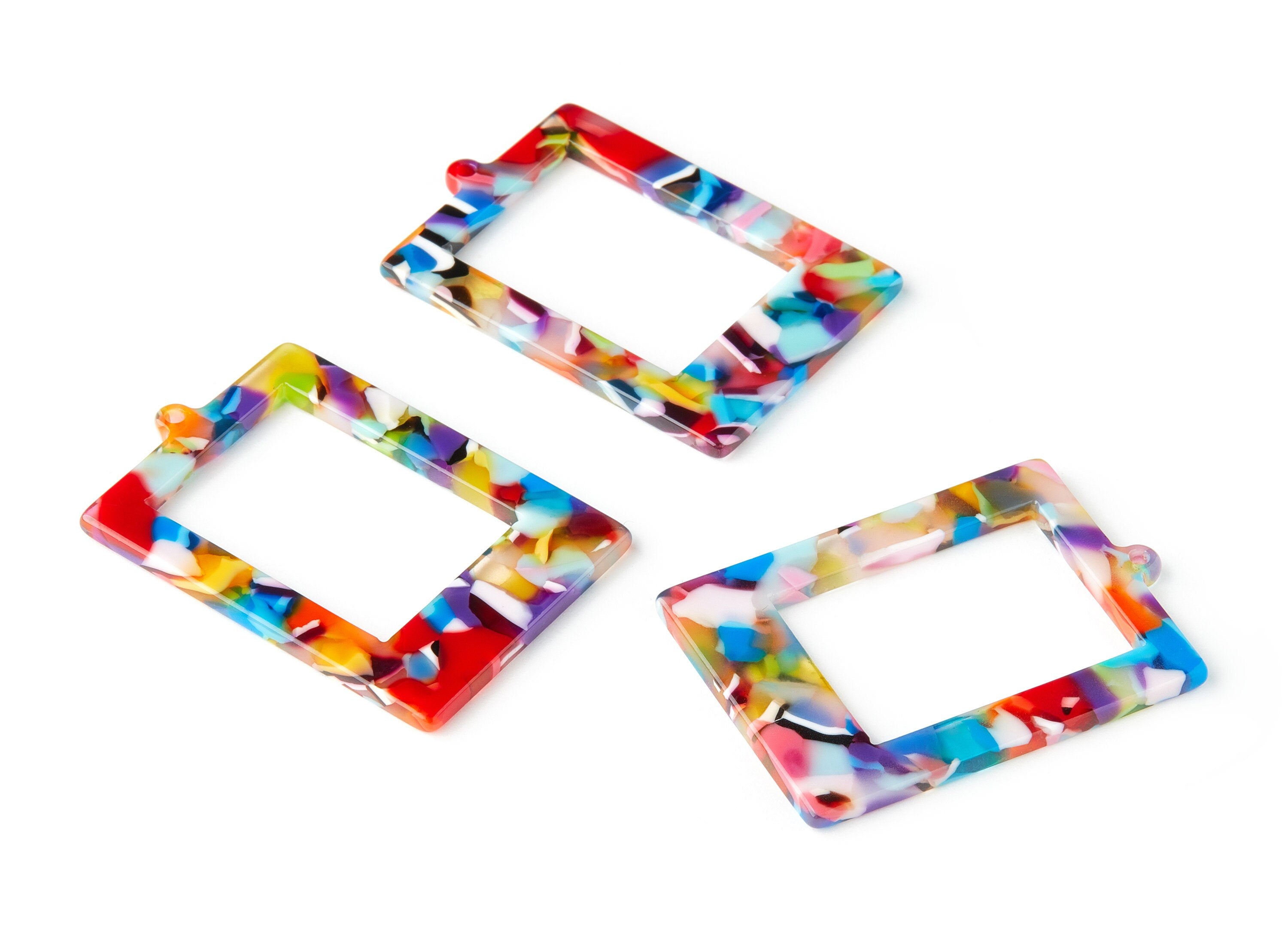 Acetate Rectangle Earring Charms - Rectangle Frame Pendant - Earring Findings - Jewelry Supplies - Color Code: A21- 45x31x2.6mm - AC1596-A21 - DOMEDBAZAAR