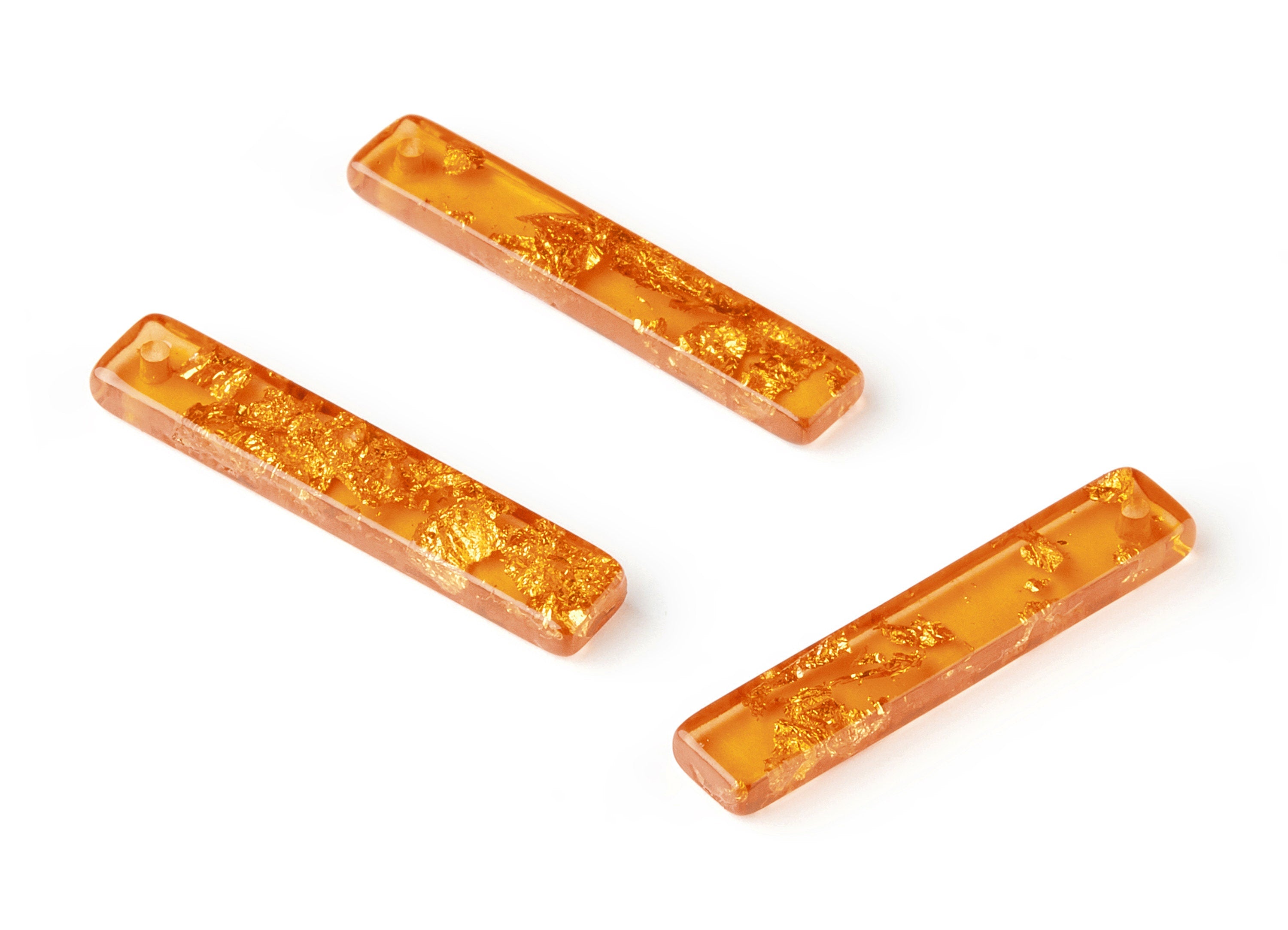 Acrylic Earring Charms - Gold Color Flake Earring - Strip Shaped pendant - Color Code: A291 - 33.65x6.21x3.04mm - AC1607-A291 - DOMEDBAZAAR