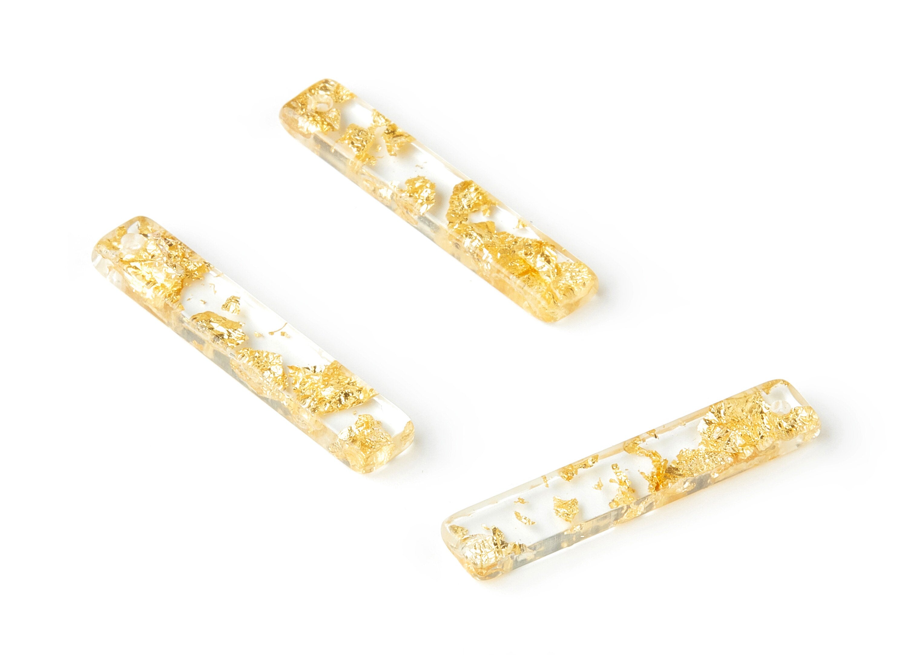 Acrylic Strip Charms - Gold Foil & Confetti - Strip Earrings and Pendant - Color Code: A255 - 33.65x6.21x3.04mm - AC1607-A255 - DOMEDBAZAAR