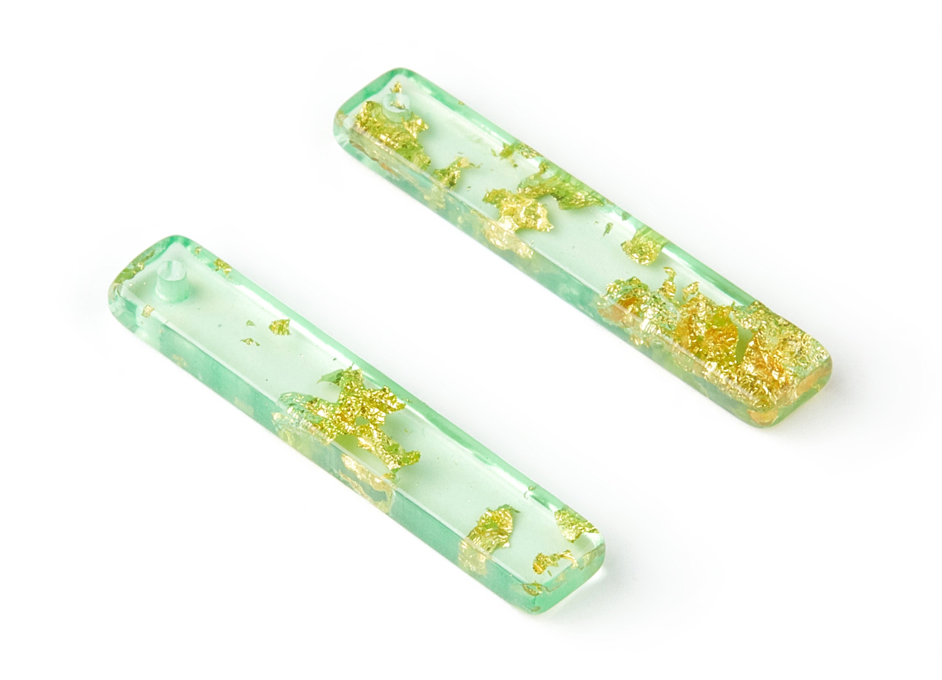 Acrylic Earring Charms - Gold Color Flake Earrings - Strip Shaped Pendant - Color Code: A292 - 33.65x6.21x3.04mm - AC1607-A292 - DOMEDBAZAAR