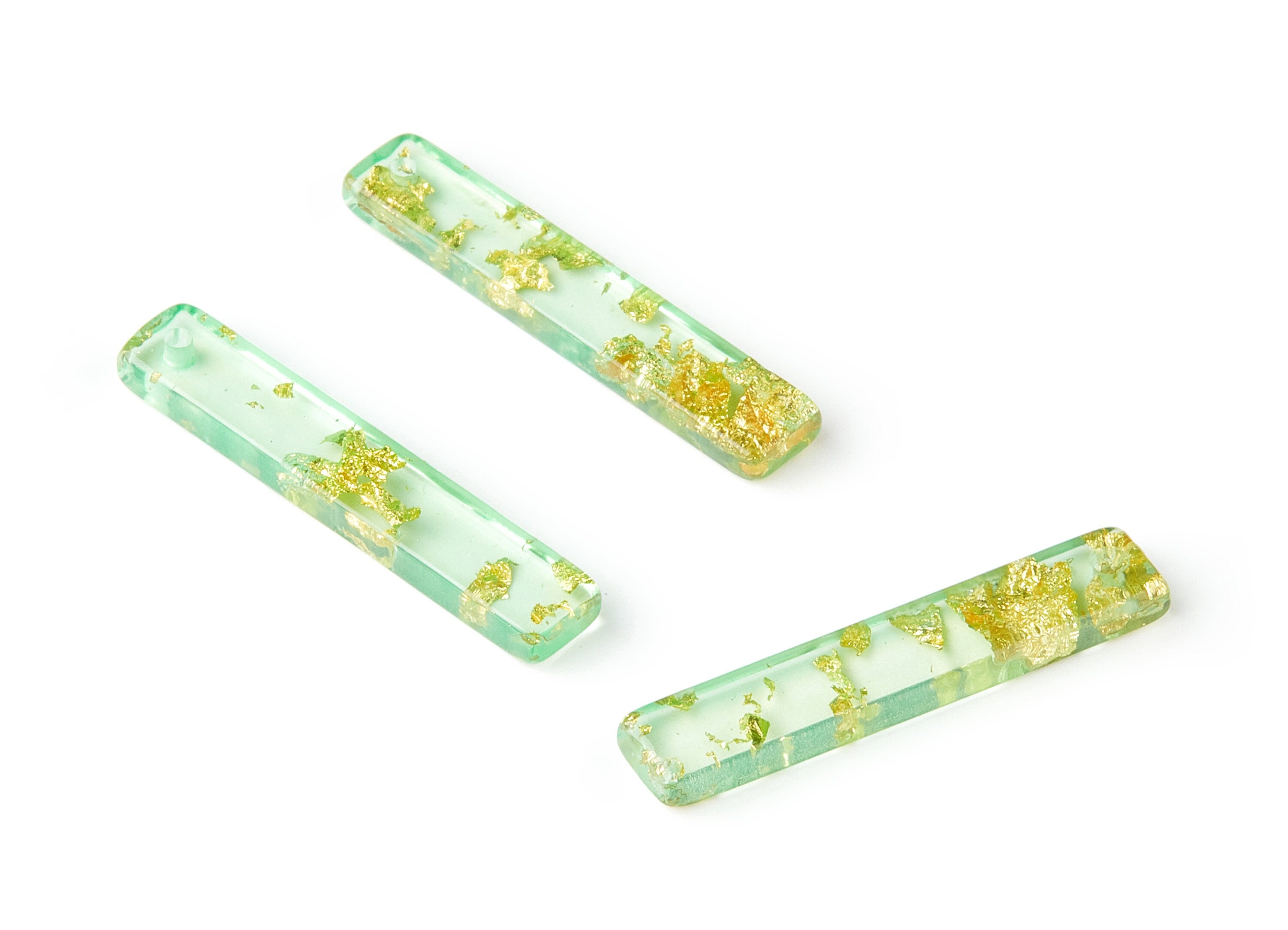 Acrylic Earring Charms - Gold Color Flake Earrings - Strip Shaped Pendant - Color Code: A292 - 33.65x6.21x3.04mm - AC1607-A292 - DOMEDBAZAAR