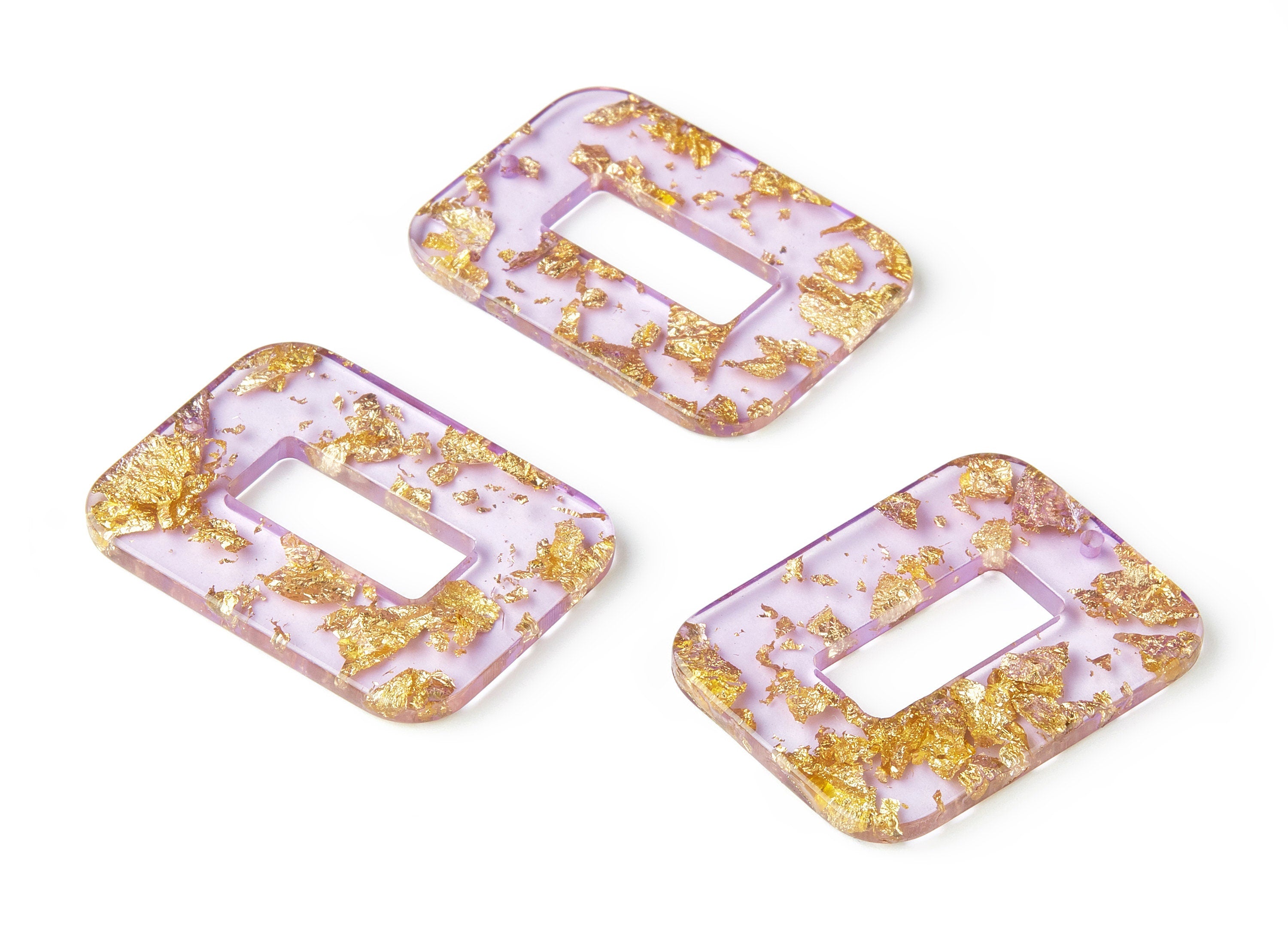 Acrylic Rectangle Charms - Gold Color Flake Earrings - Rectangle Earrings and Pendant - Color Code: A293 - 39.44x29.51x2.8mm - AC1606-A293 - DOMEDBAZAAR