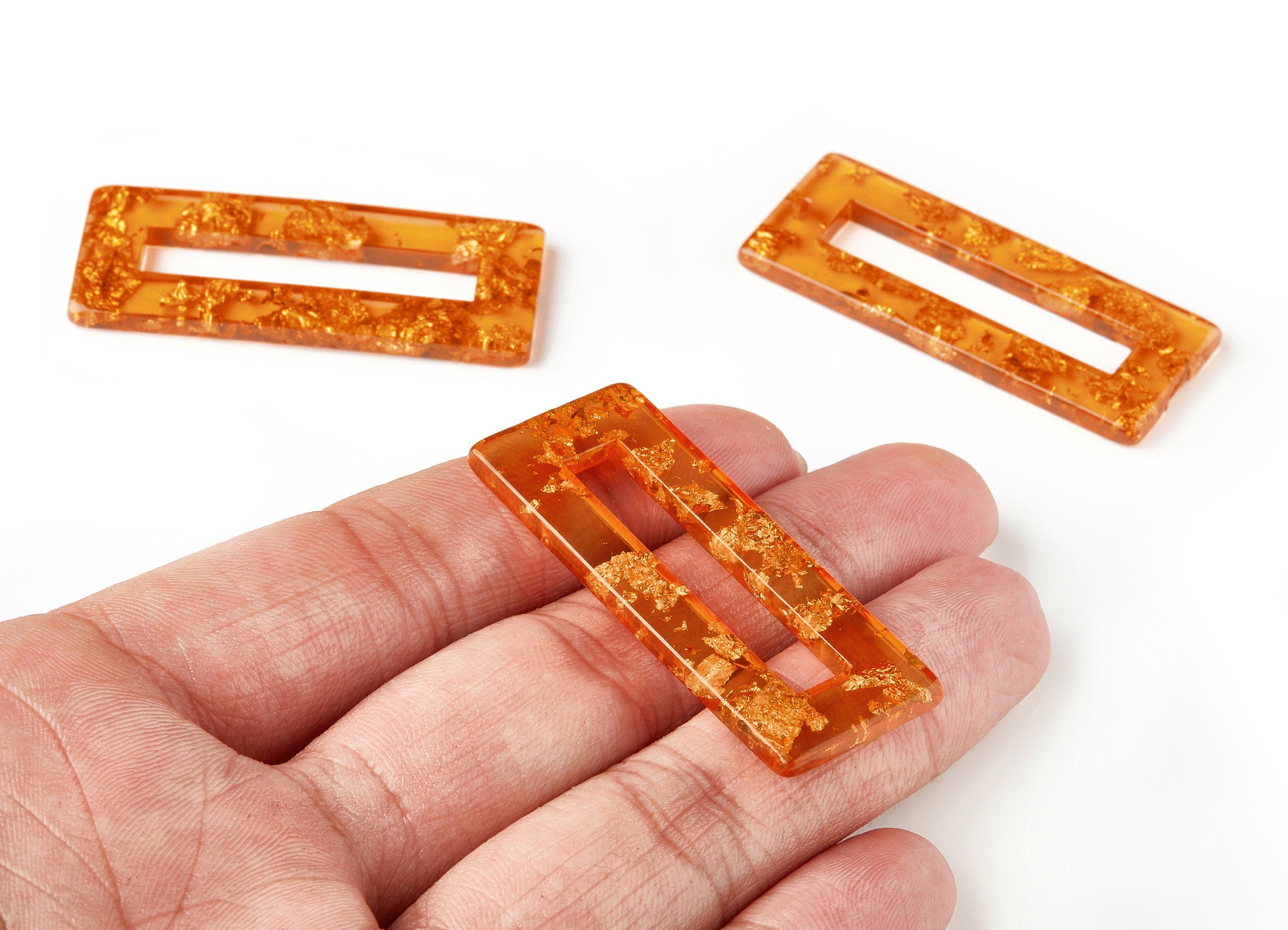 Acrylic Rectangle Charms - Gold Color Flake Earrings - Rectangle Earrings and Pendant - Color Code: A291 - 47.2x19.46x3.01mm - AC1608-A291 - DOMEDBAZAAR