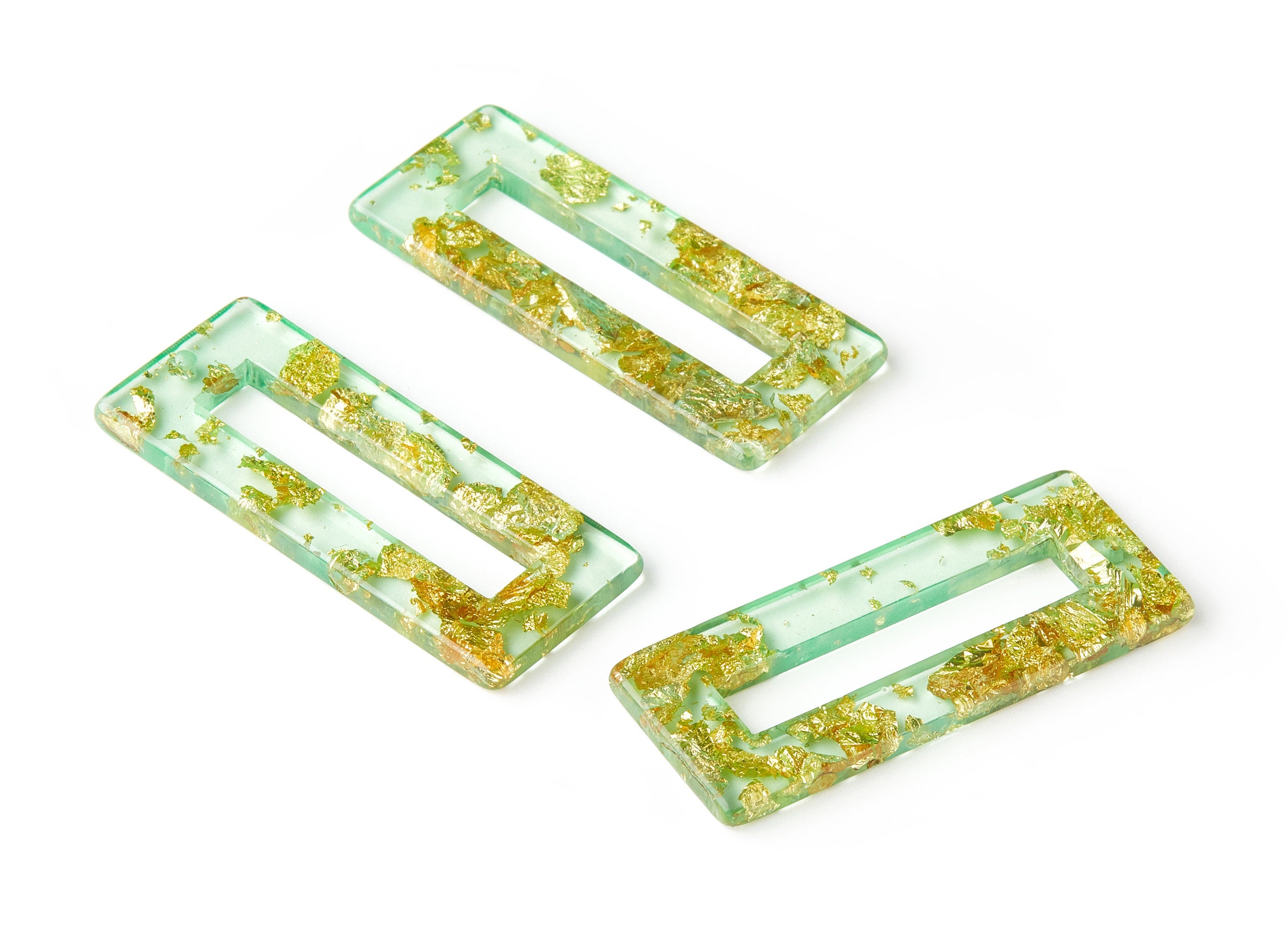 Acrylic Rectangle Charms - Gold Color Flake Earrings - Rectangle Earrings and Pendant - Color Code: A292 - 47.2x19.46x3.01mm - AC1608-A292 - DOMEDBAZAAR