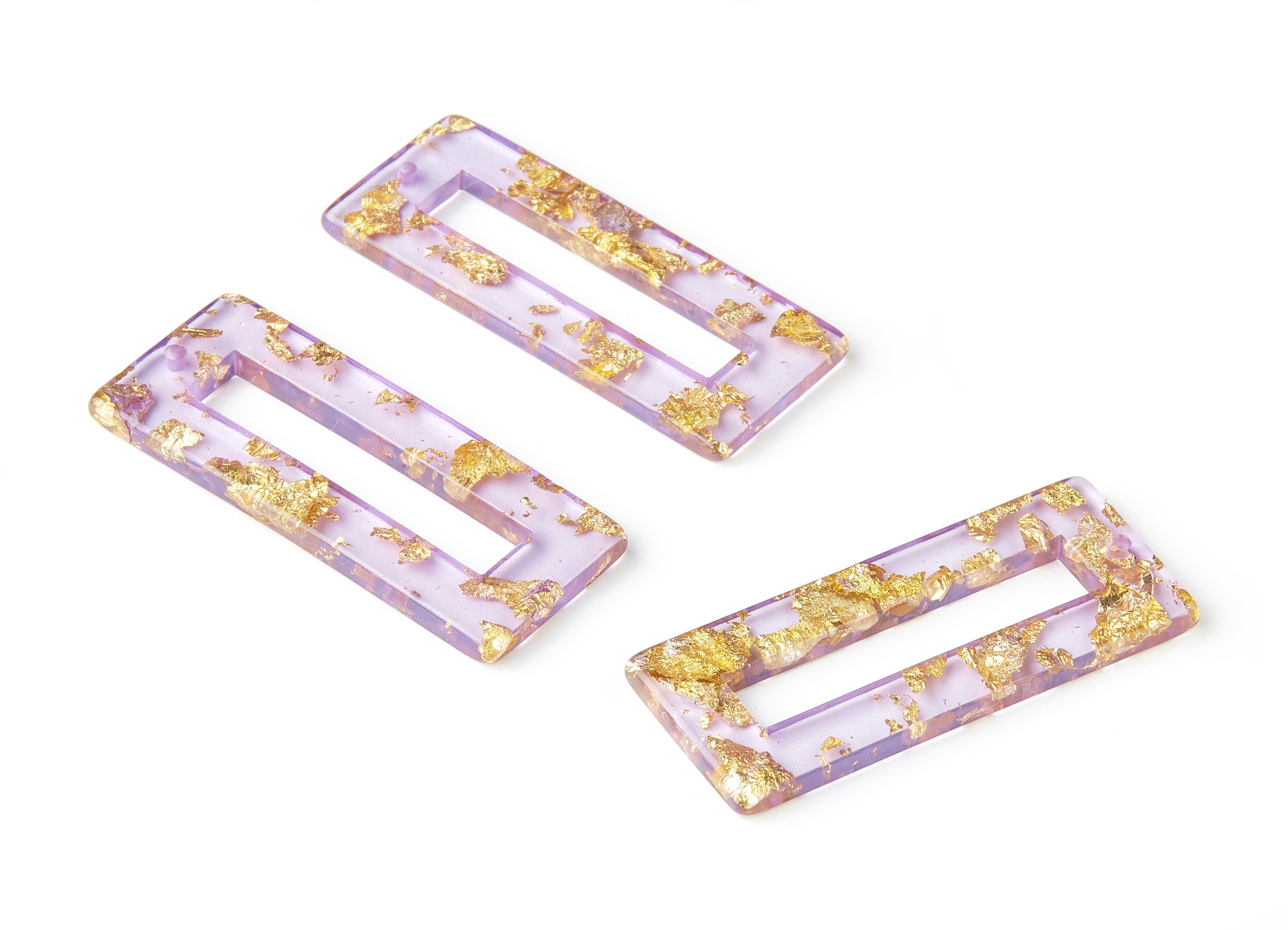 Acrylic Rectangle Charms - Gold Color Flake Earrings - Rectangle Earrings and Pendant - Color Code: A293 - 47.2x19.46x3.01mm - AC1608-A293 - DOMEDBAZAAR