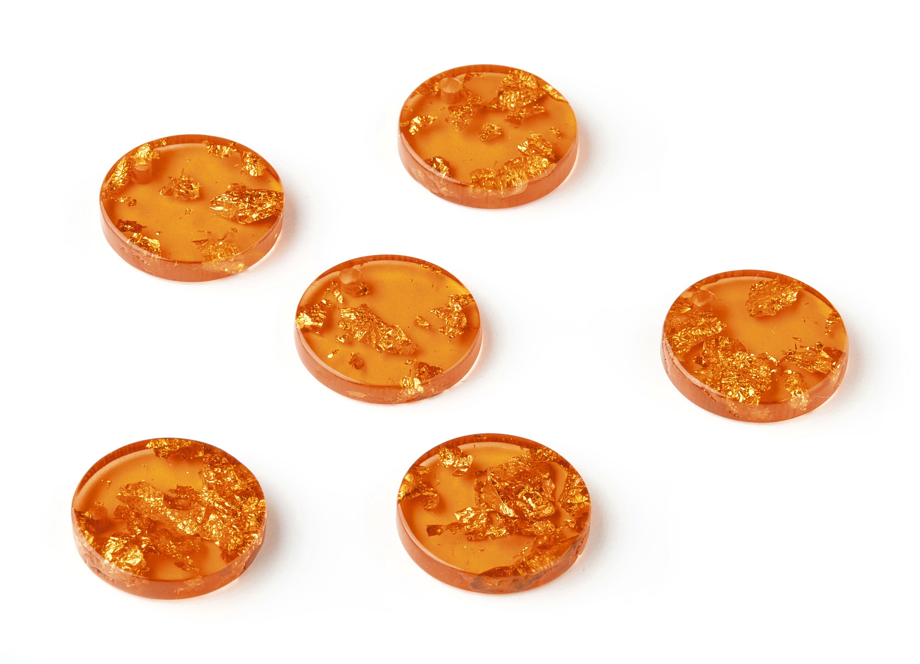 Acrylic Round Charms - Gold Color Flake Earrings - Coin Earrings and Pendant - Color Code: A291 - 16.68x16.68x3.1mm - AC1609-A291 - DOMEDBAZAAR